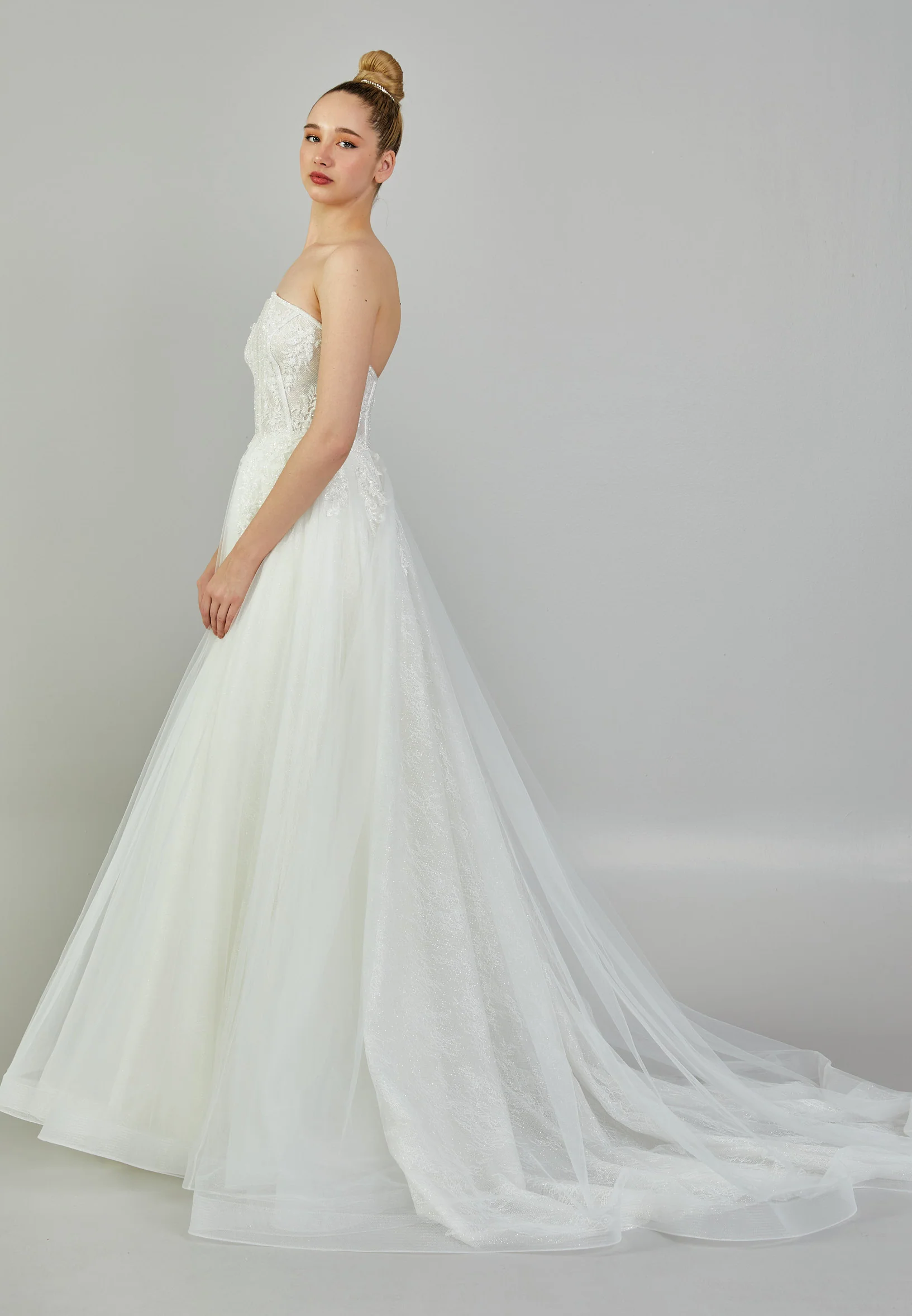 Strapless Maxi Tulle Regular Wedding Dress rlb1778 - Image 6