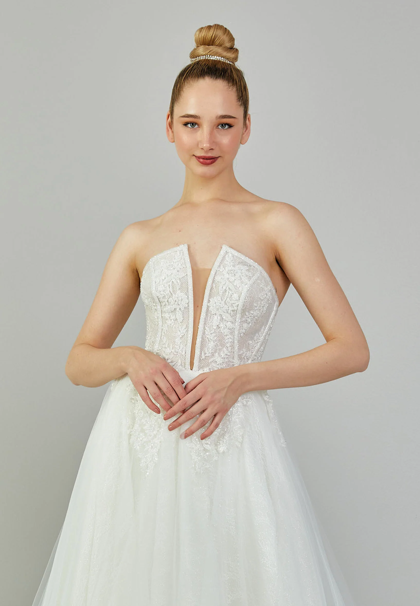 Strapless Maxi Tulle Regular Wedding Dress rlb1778 - Image 7