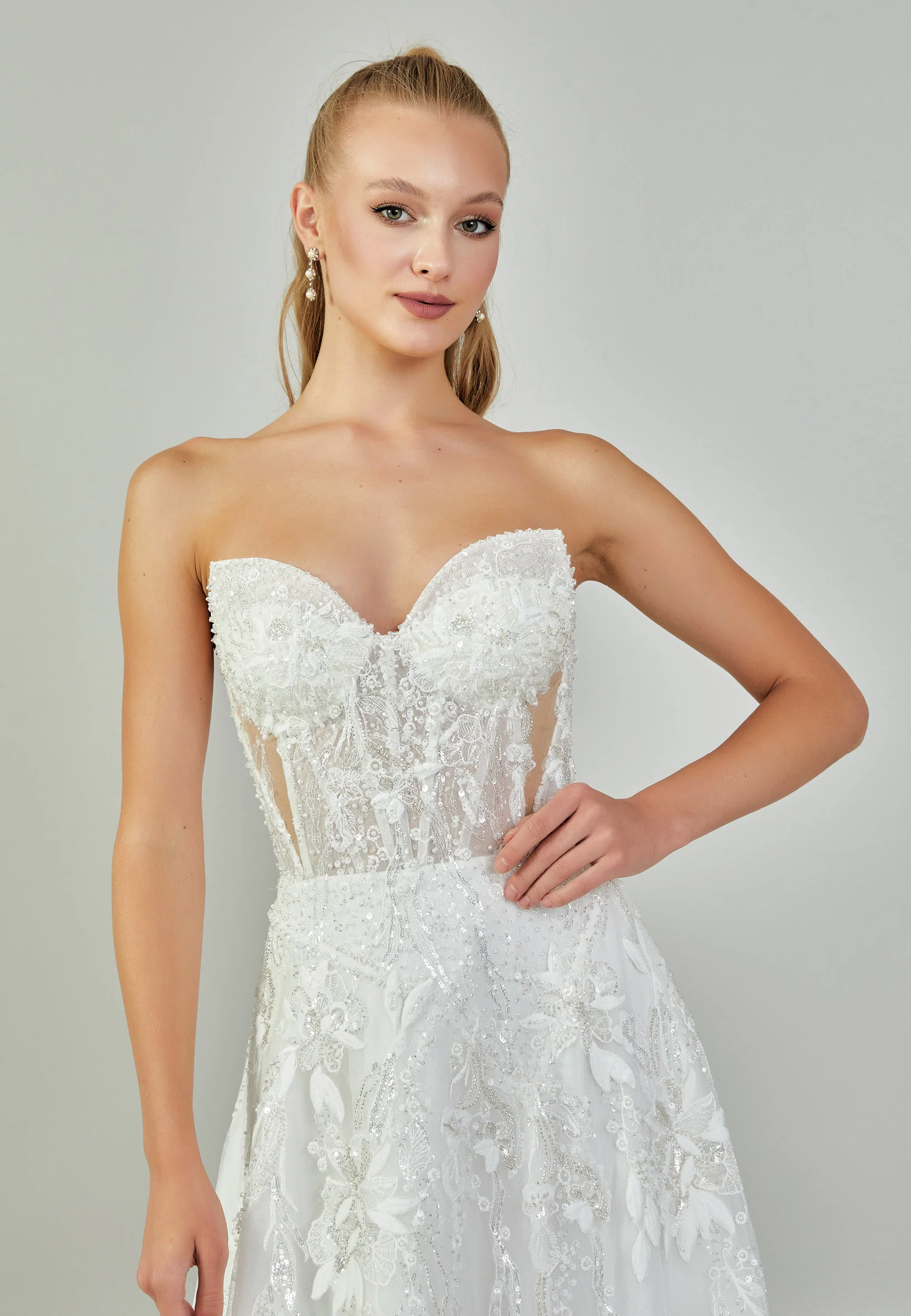 Strapless Maxi Tulle Regular Wedding Dress rlb1814 - Image 3