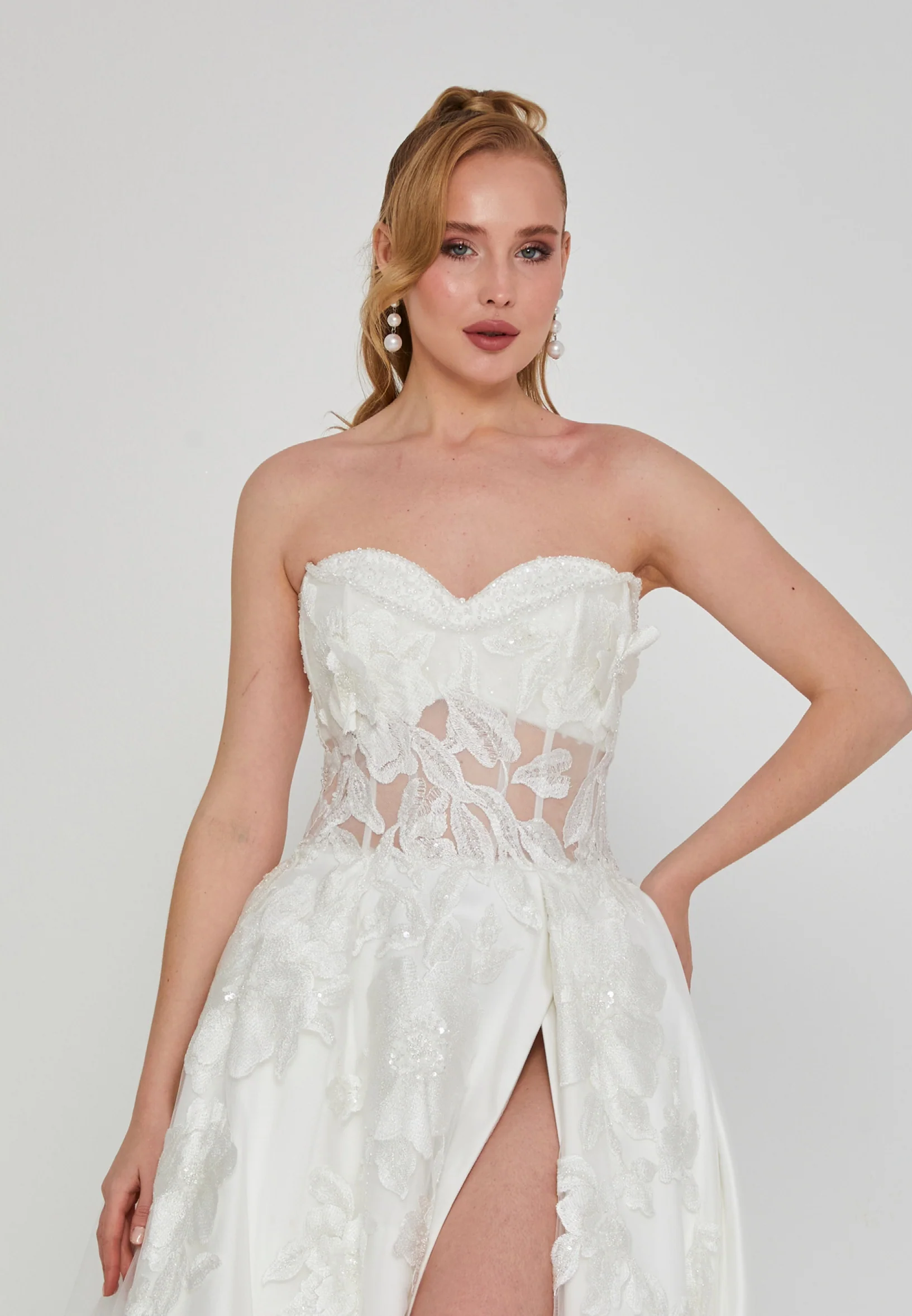 Strapless Maxi Tulle Regular Wedding Dress rlb1942 - Image 6