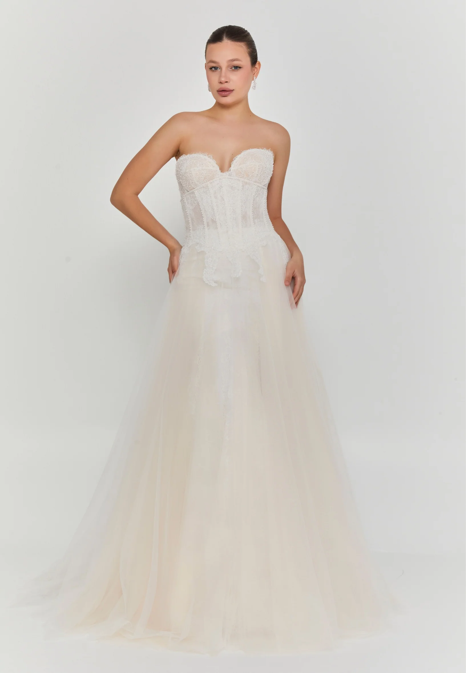 Strapless Maxi Tulle Regular Wedding Dress rlb1980