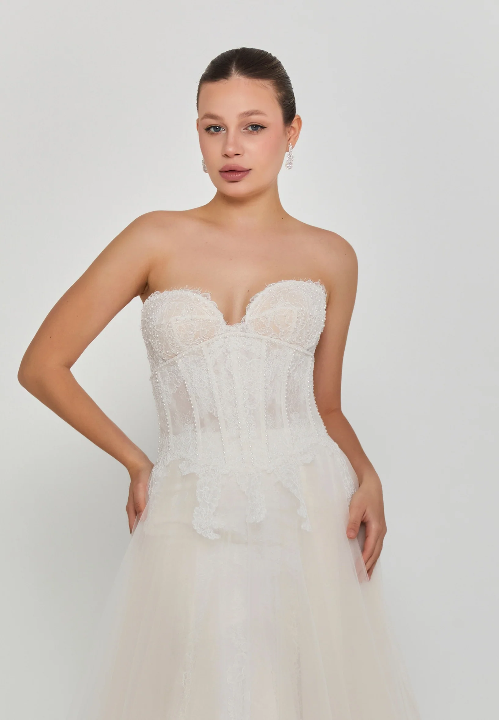 Strapless Maxi Tulle Regular Wedding Dress rlb1980 - Image 6