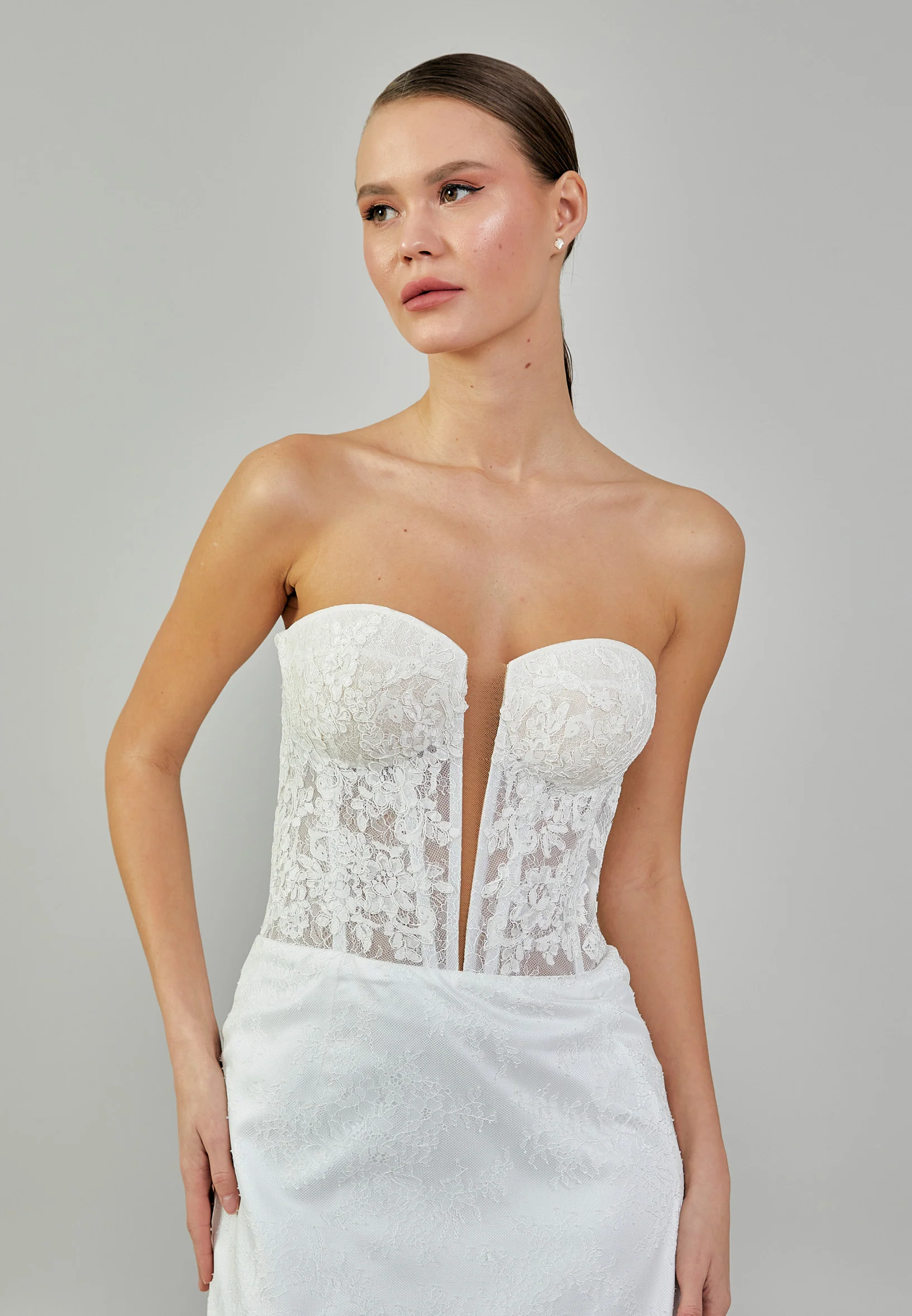 Strapless Maxi Tulle Regular Wedding Dress sodmodel-1 - Image 2