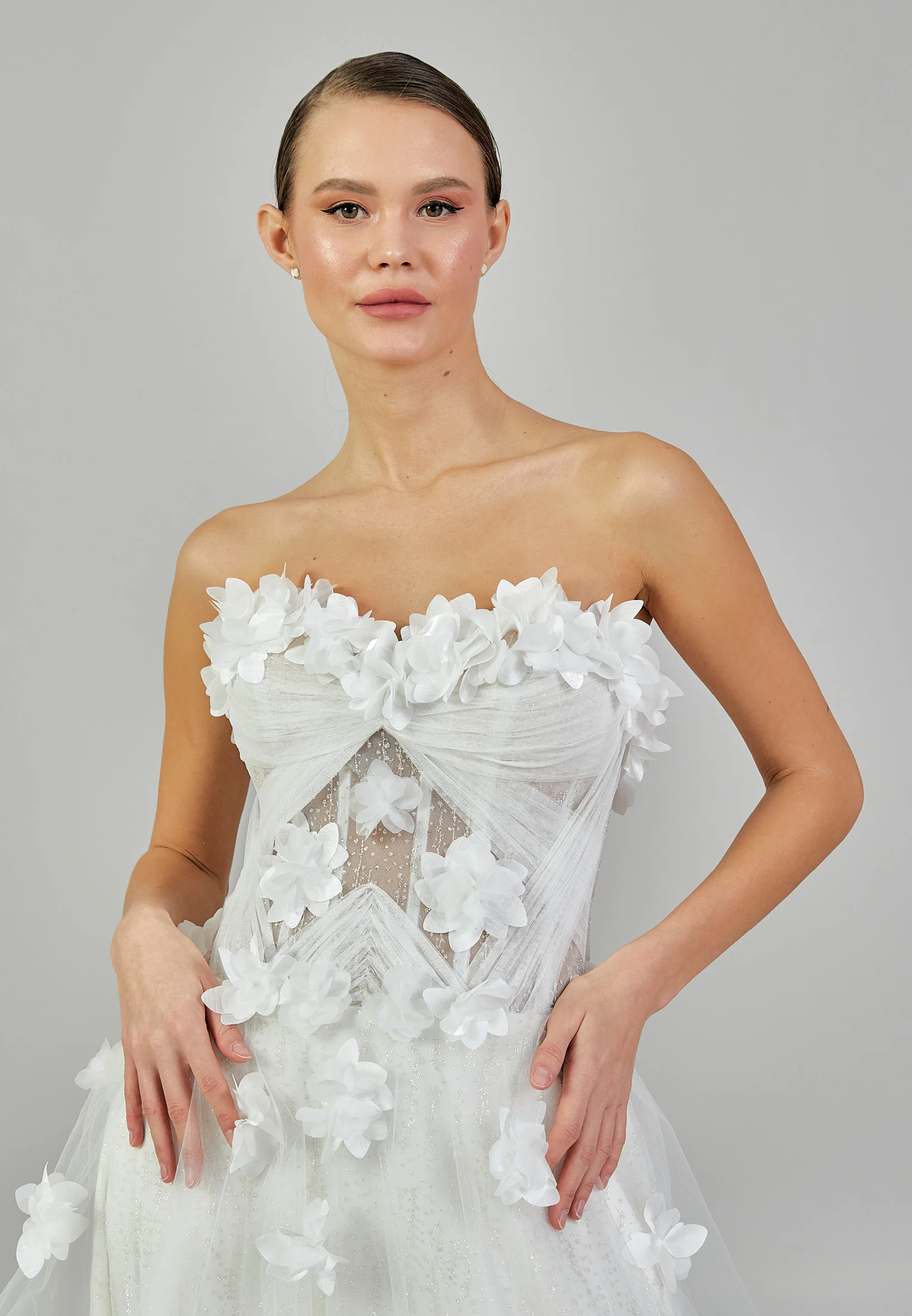 Strapless Maxi Tulle Regular Wedding Dress sodmodel-27 - Image 3