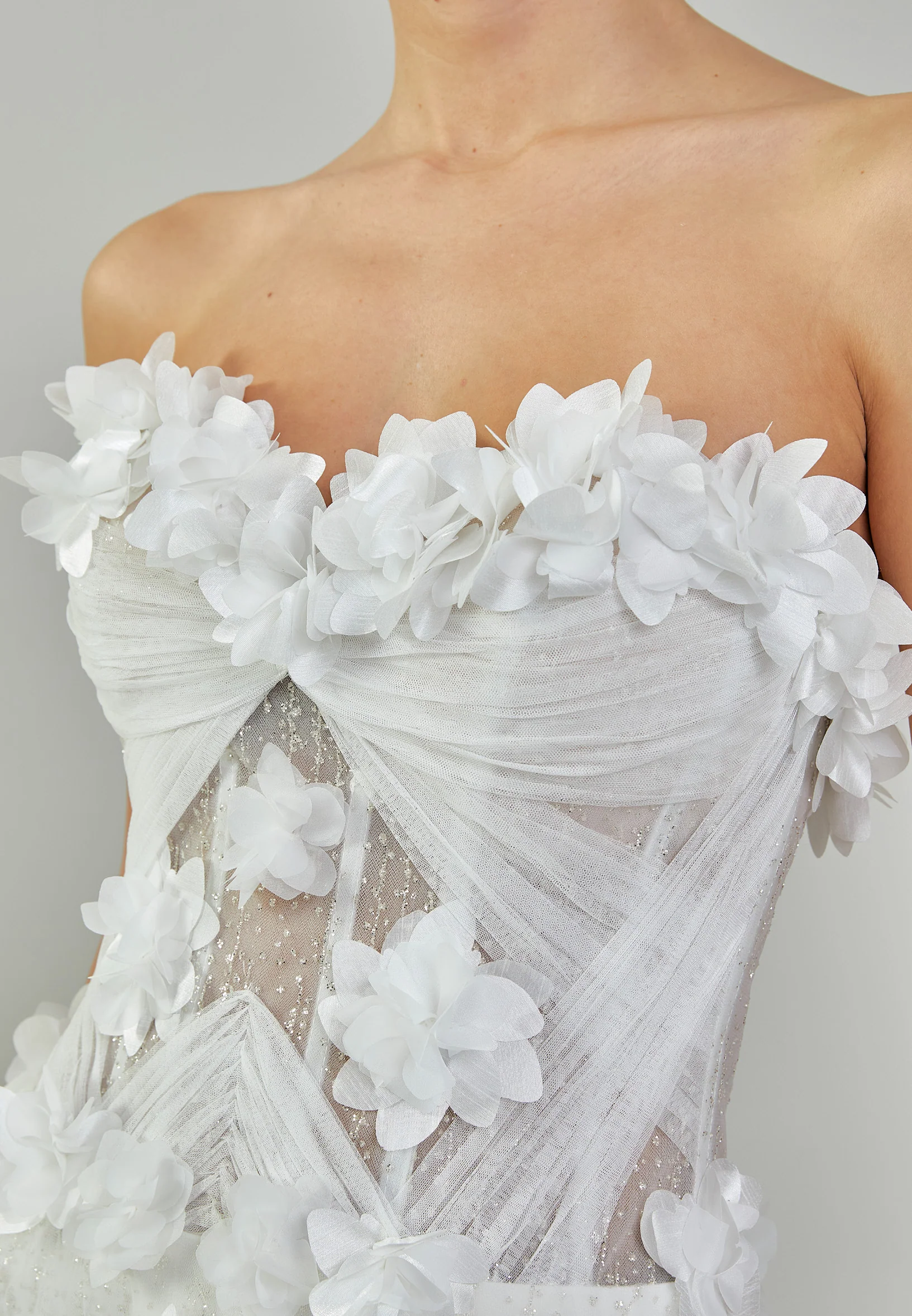 Strapless Maxi Tulle Regular Wedding Dress sodmodel-27 - Image 4