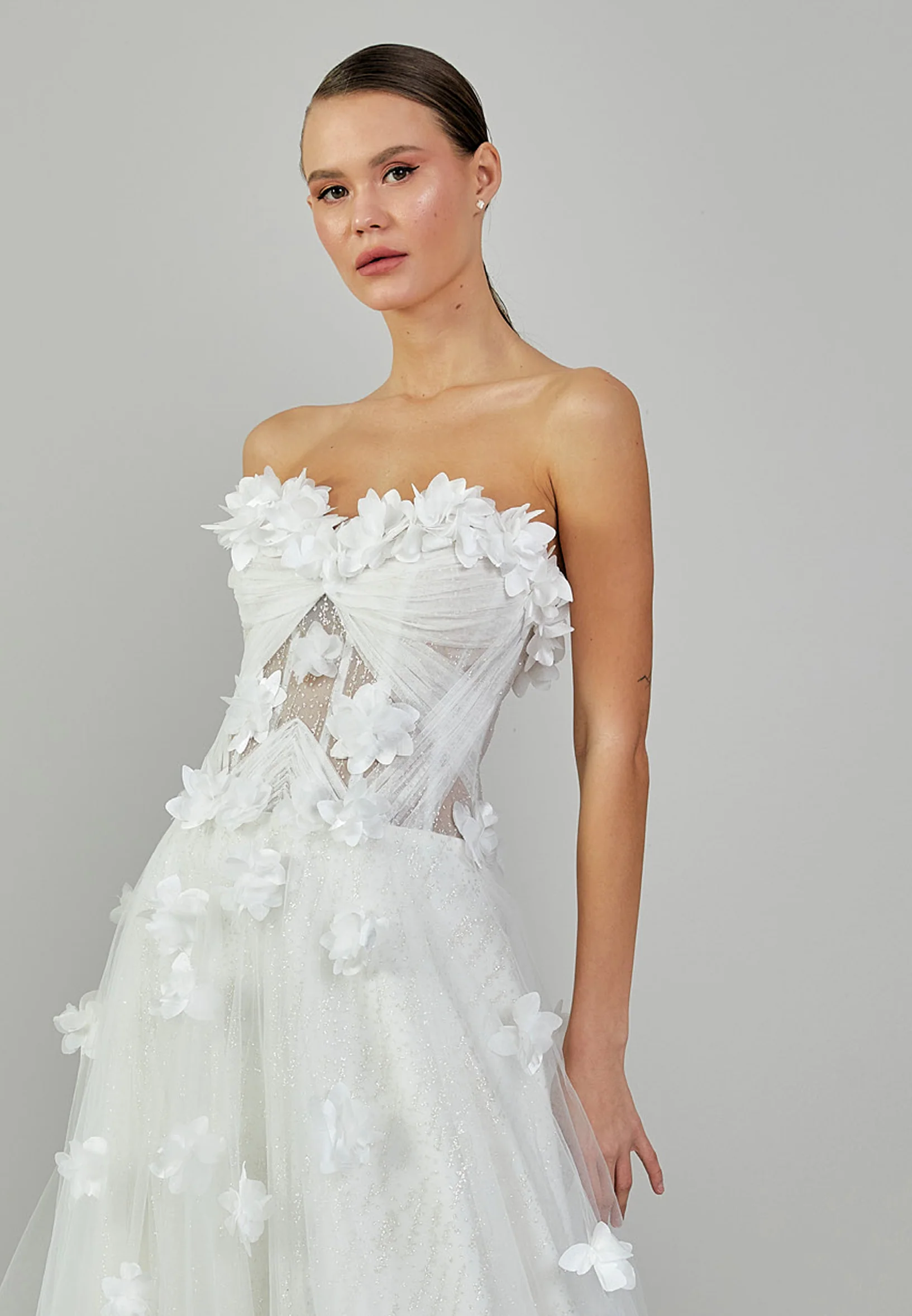 Strapless Maxi Tulle Regular Wedding Dress sodmodel-27 - Image 7