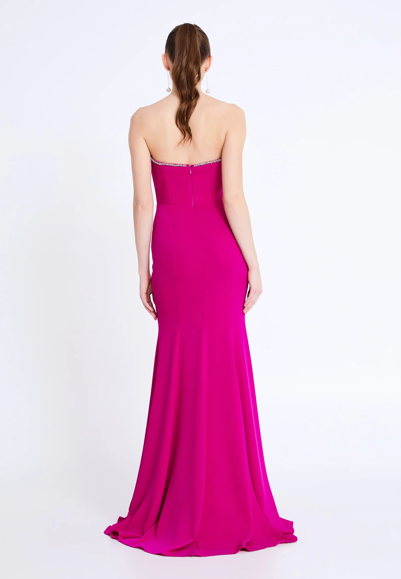 Strapless Maxi Viscose Mermaid Regular Wedding Guest Dress aln1840 - Image 10