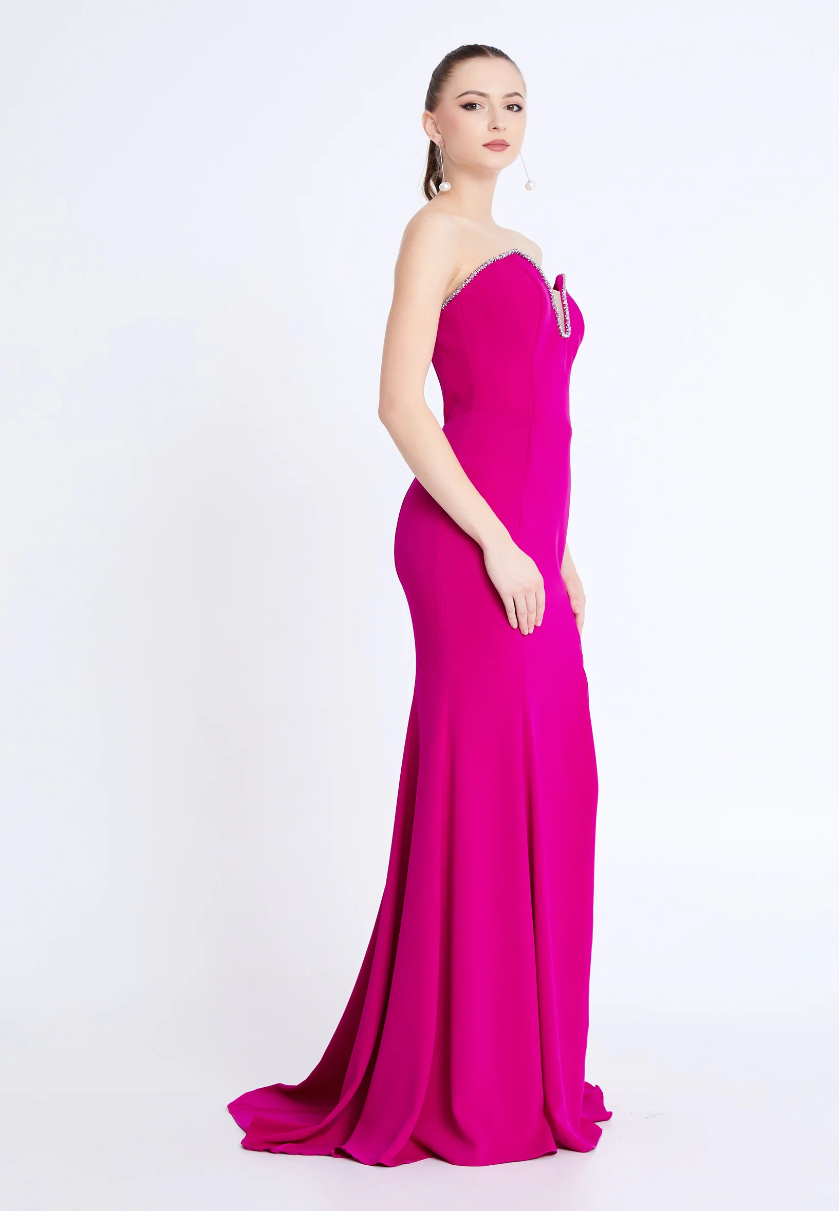 Strapless Maxi Viscose Mermaid Regular Wedding Guest Dress aln1840 - Image 11