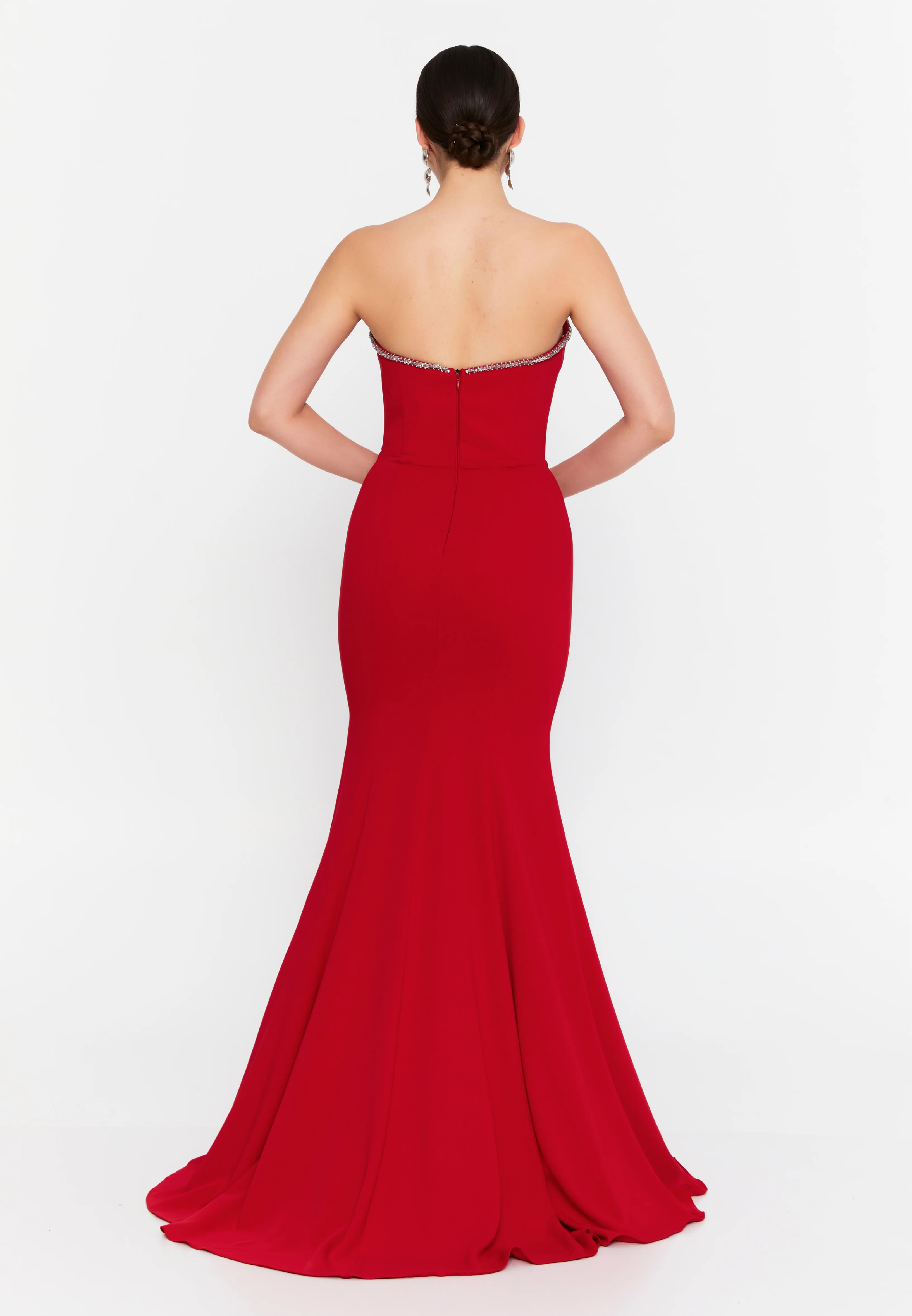 Strapless Maxi Viscose Mermaid Regular Wedding Guest Dress aln1840 - Image 14
