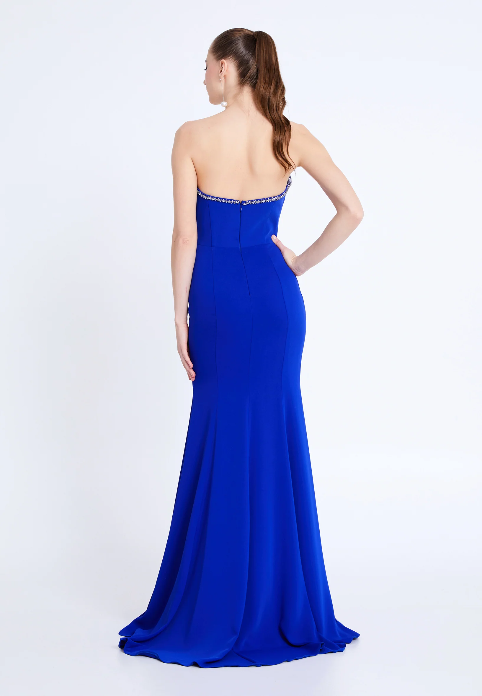 Strapless Maxi Viscose Mermaid Regular Wedding Guest Dress aln1840 - Image 18
