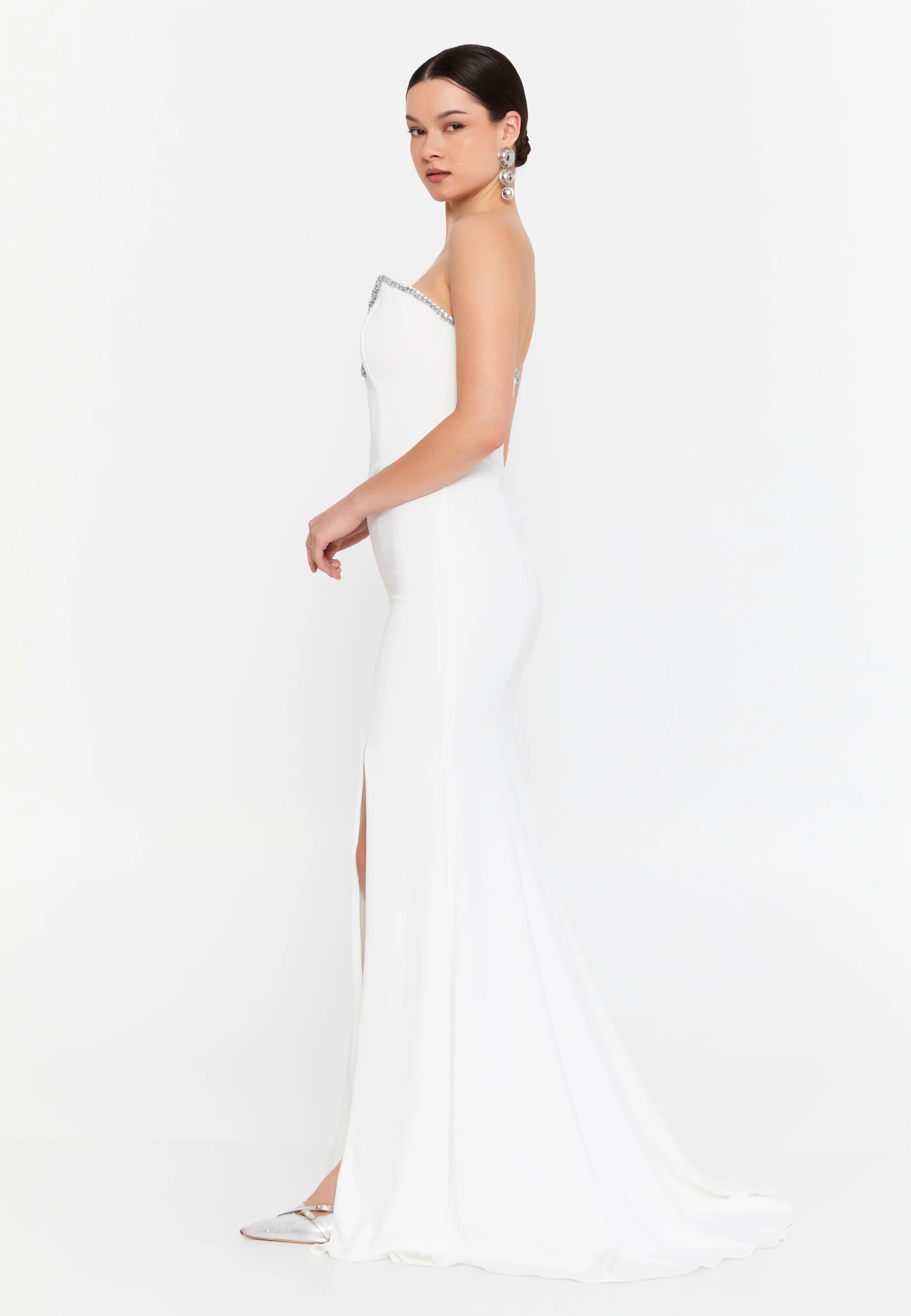 Strapless Maxi Viscose Mermaid Regular Wedding Guest Dress aln1840 - Image 7
