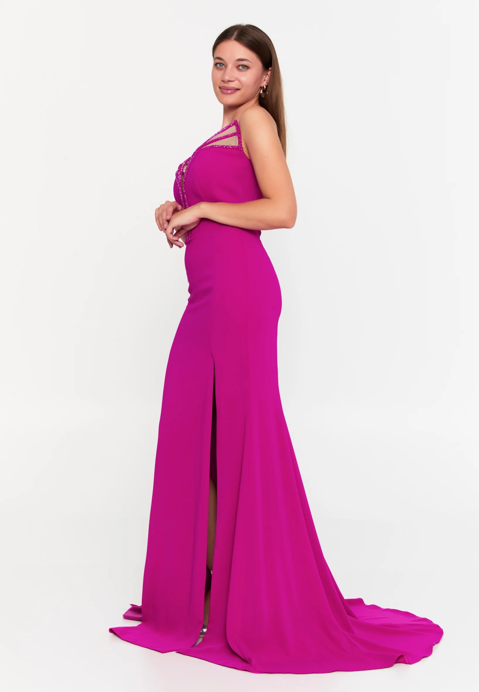 Strapless Maxi Viscose Mermaid Regular Wedding Guest Dress aln1862 - Image 11