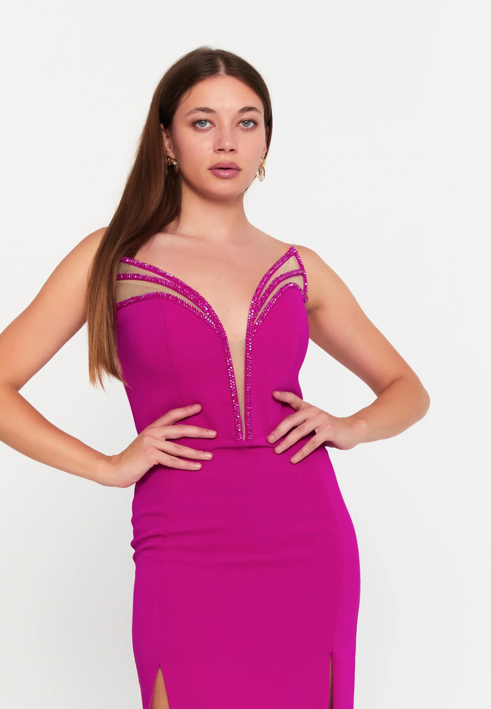 Strapless Maxi Viscose Mermaid Regular Wedding Guest Dress aln1862 - Image 12