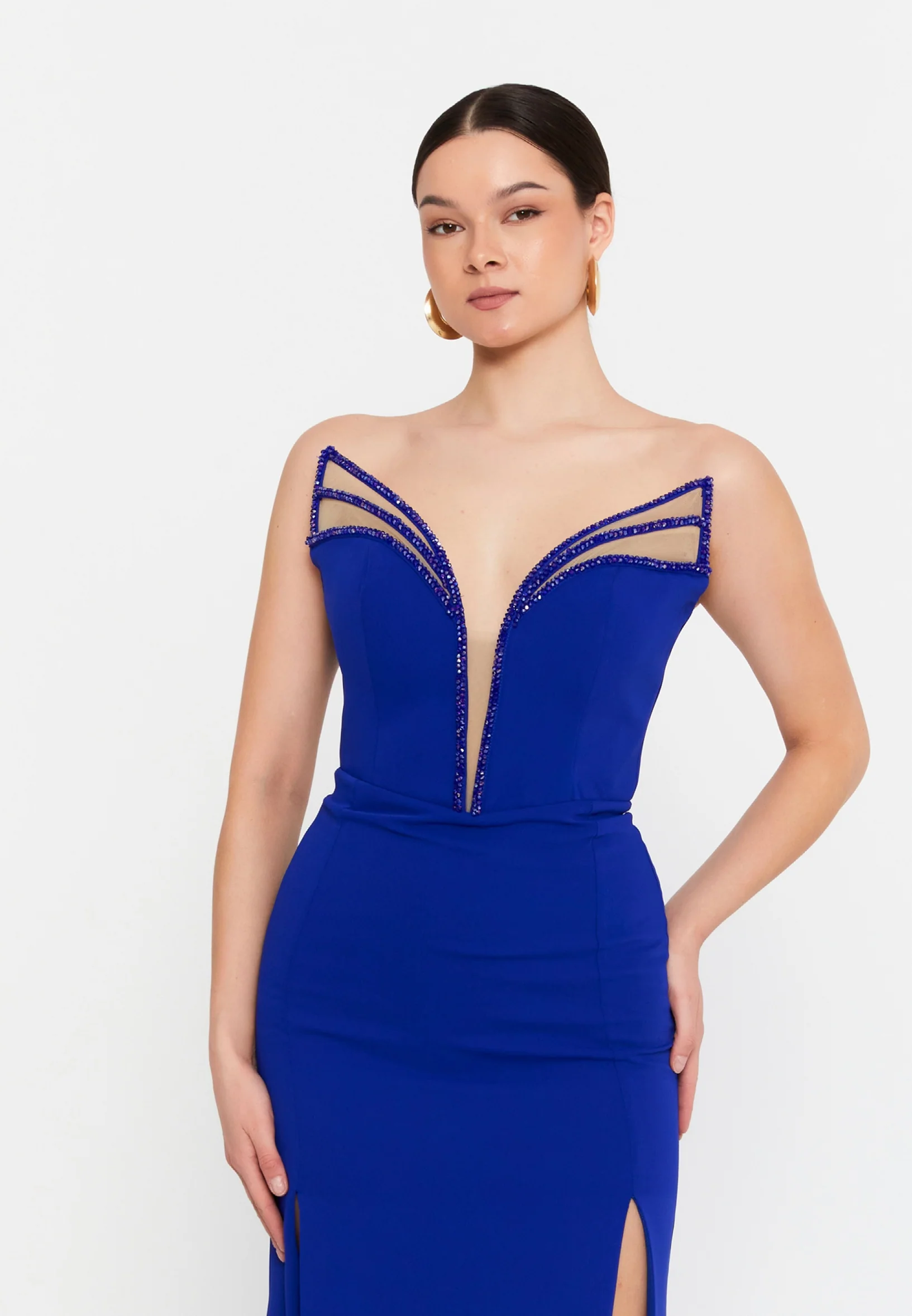Strapless Maxi Viscose Mermaid Regular Wedding Guest Dress aln1862 - Image 24
