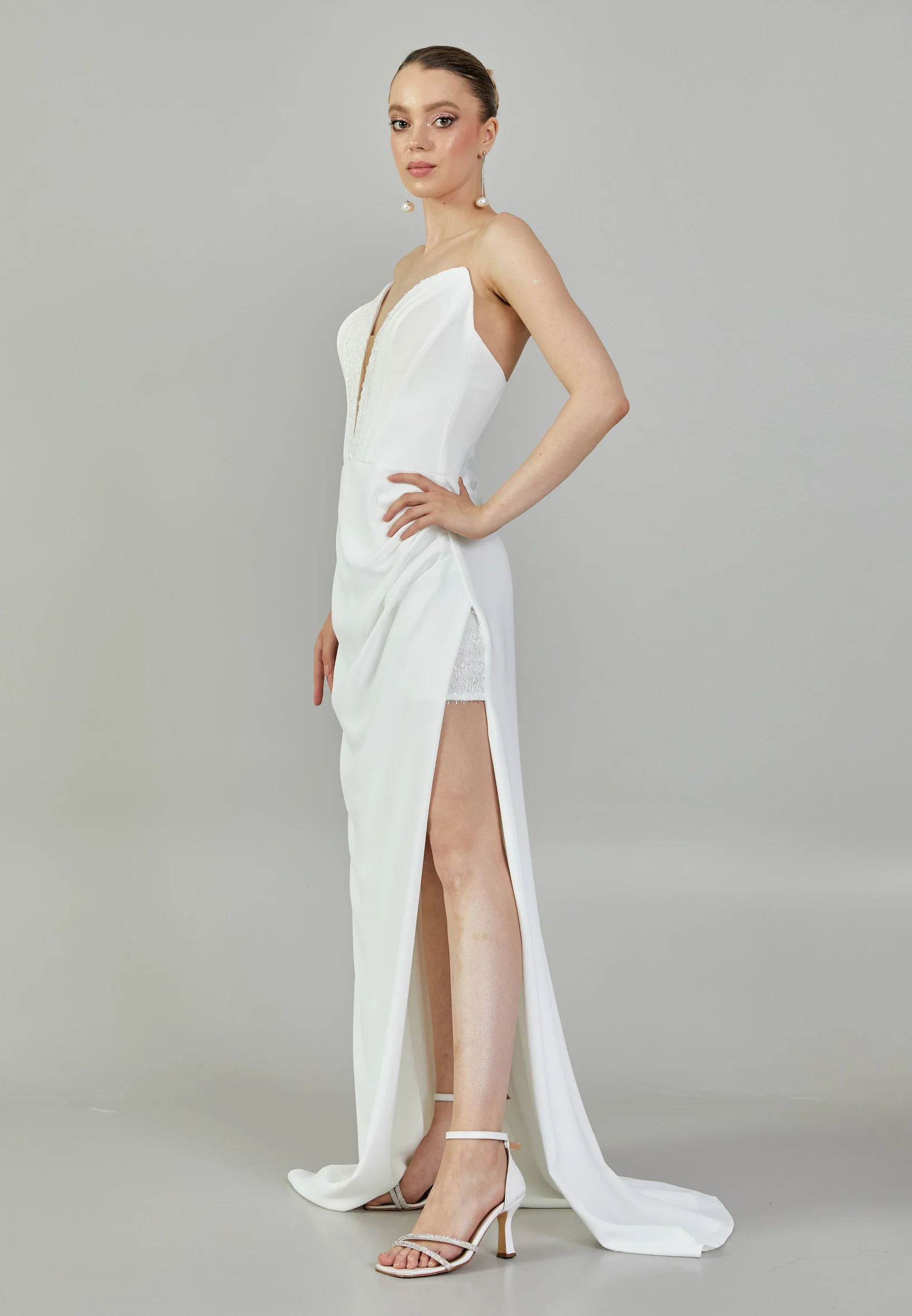Strapless Maxi Viscose Regular Wedding Dress mxg56835 - Image 6