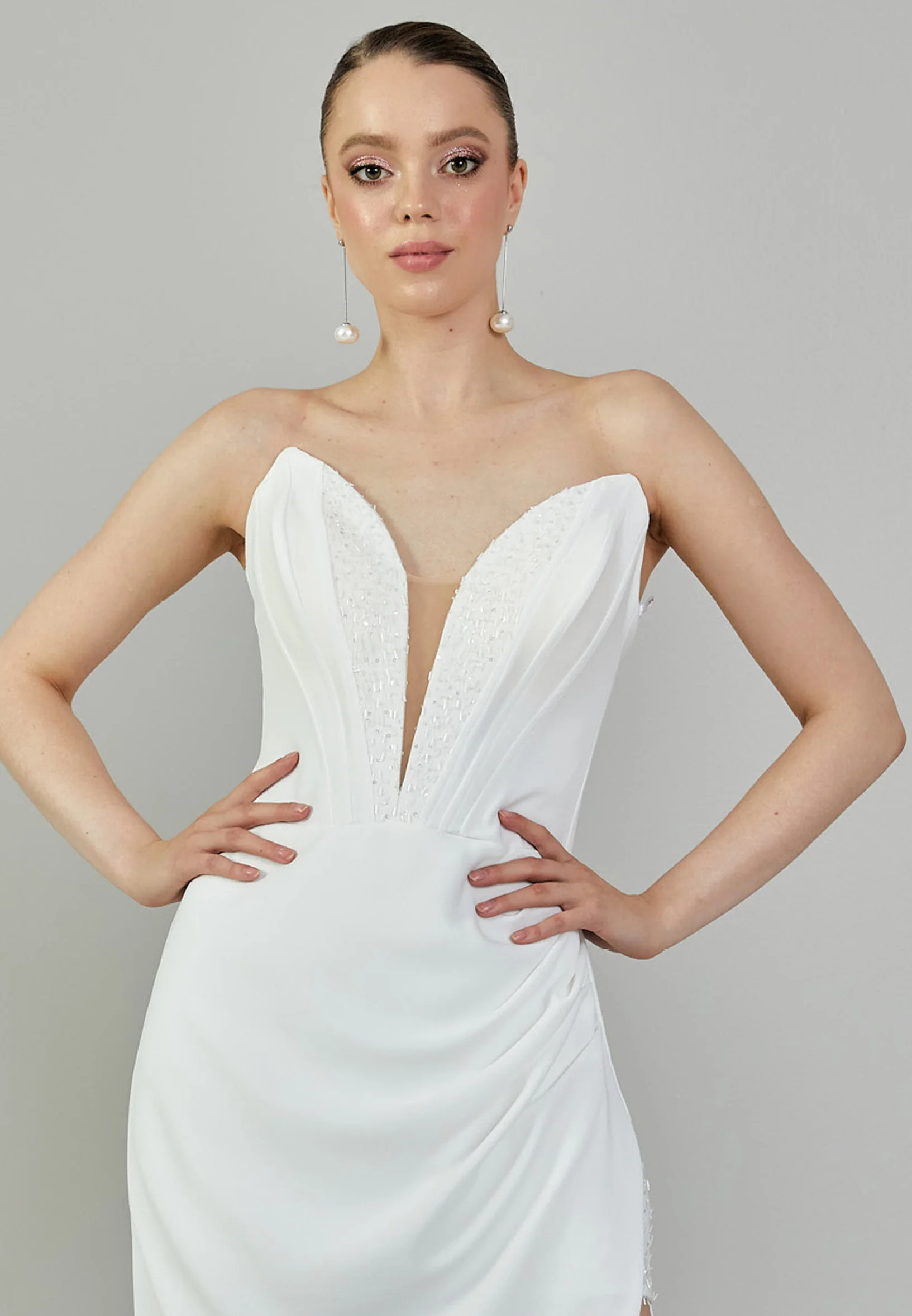 Strapless Maxi Viscose Regular Wedding Dress mxg56835 - Image 7