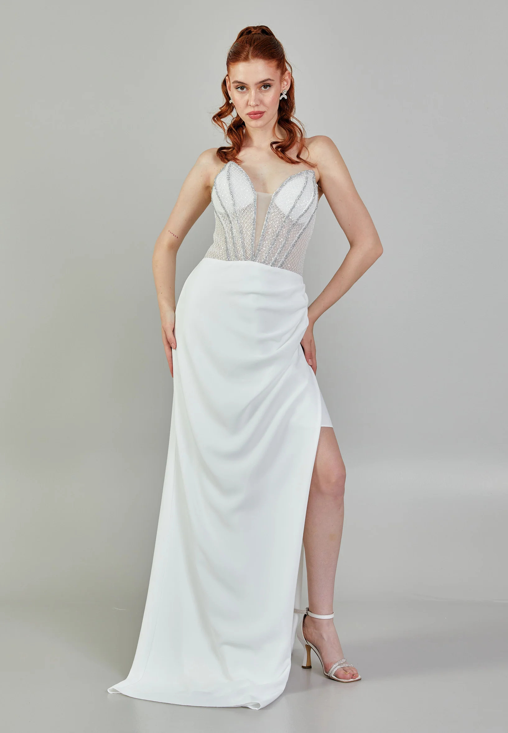 Strapless Maxi Viscose Regular Wedding Dress mxg56870