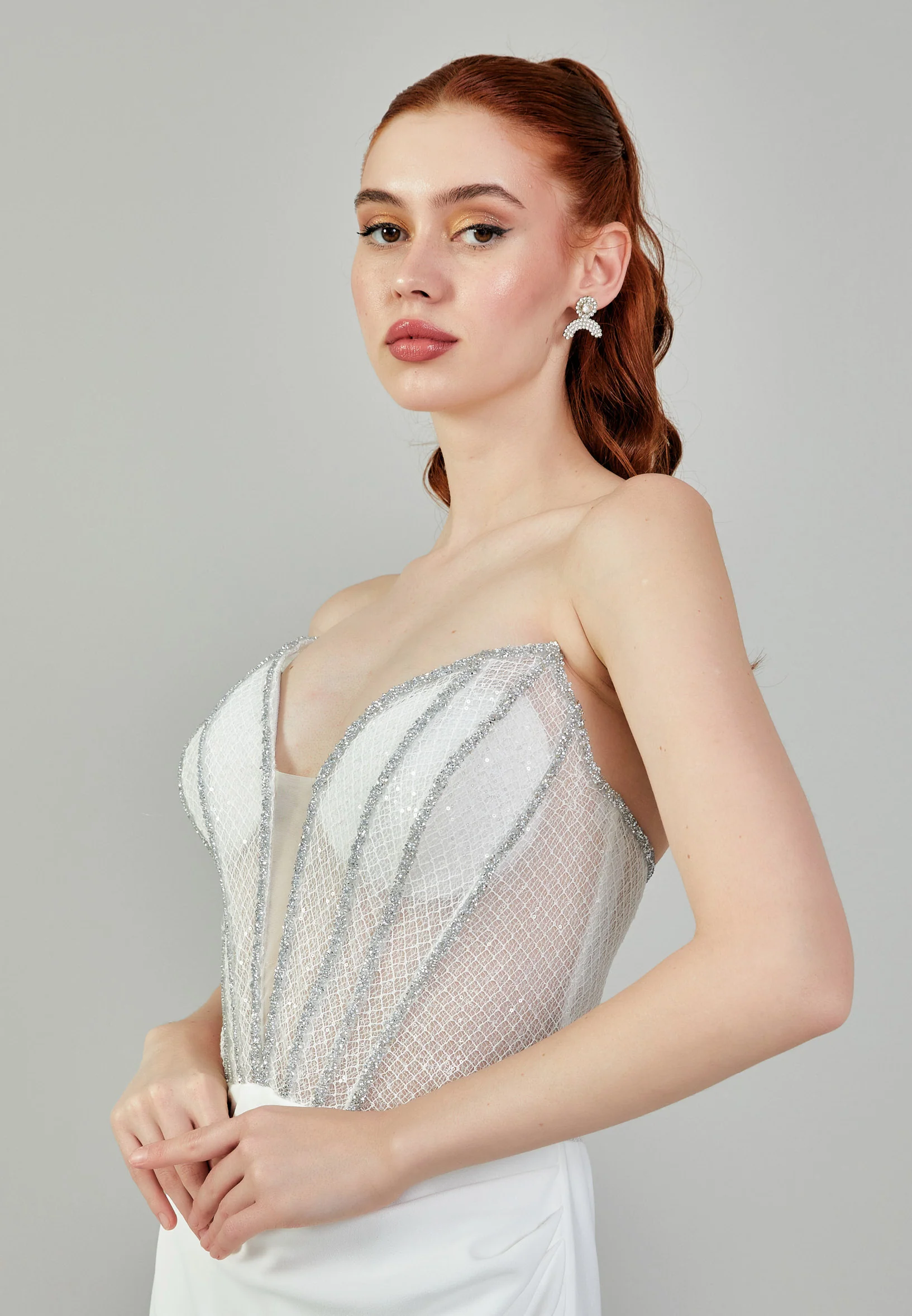 Strapless Maxi Viscose Regular Wedding Dress mxg56870 - Image 3