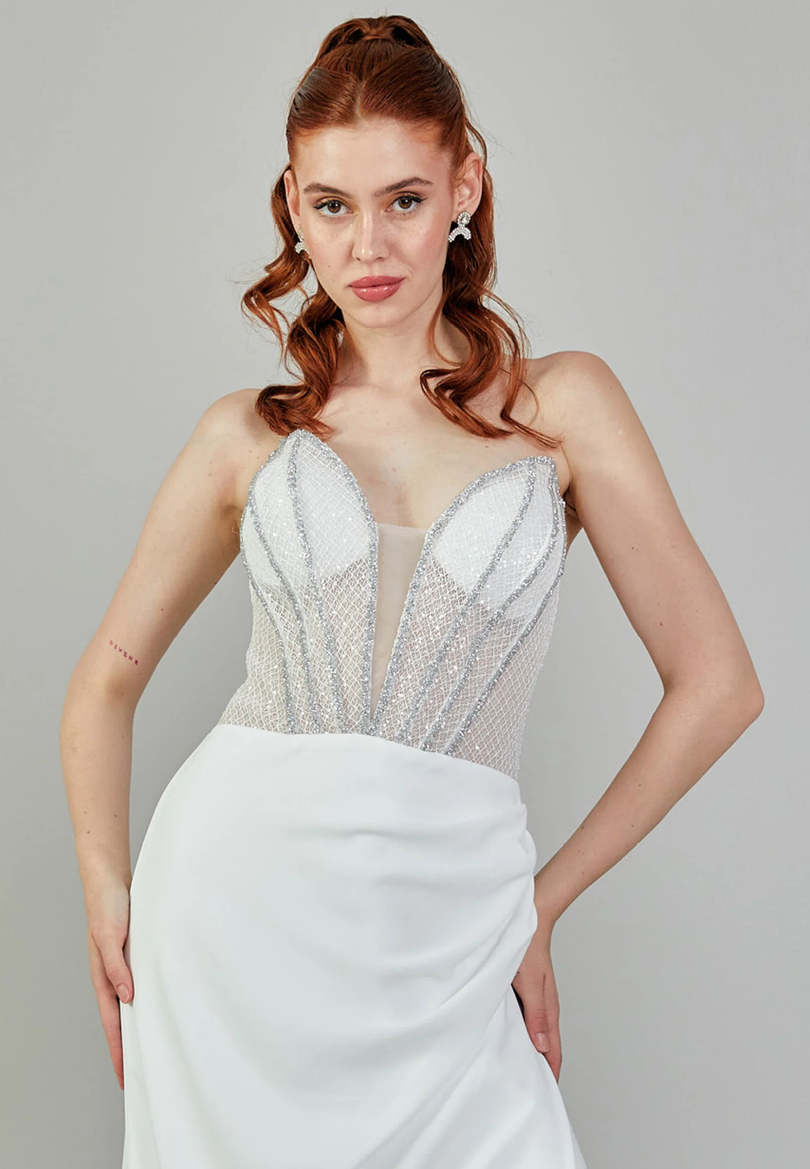 Strapless Maxi Viscose Regular Wedding Dress mxg56870 - Image 8