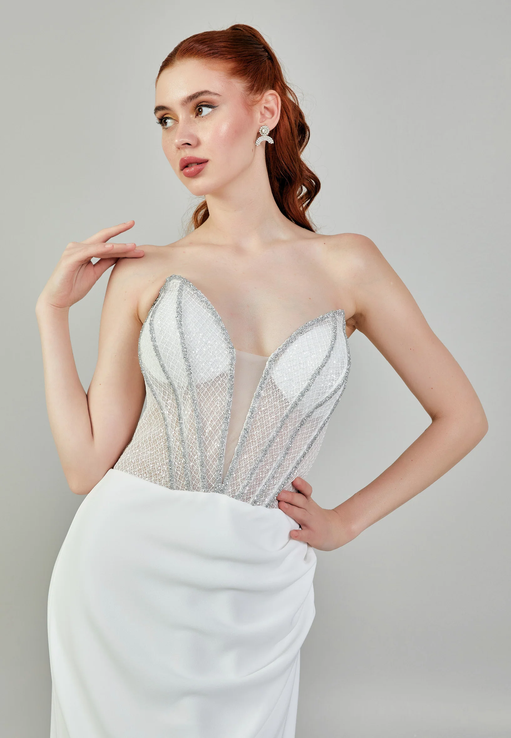 Strapless Maxi Viscose Regular Wedding Dress mxg56870 - Image 9