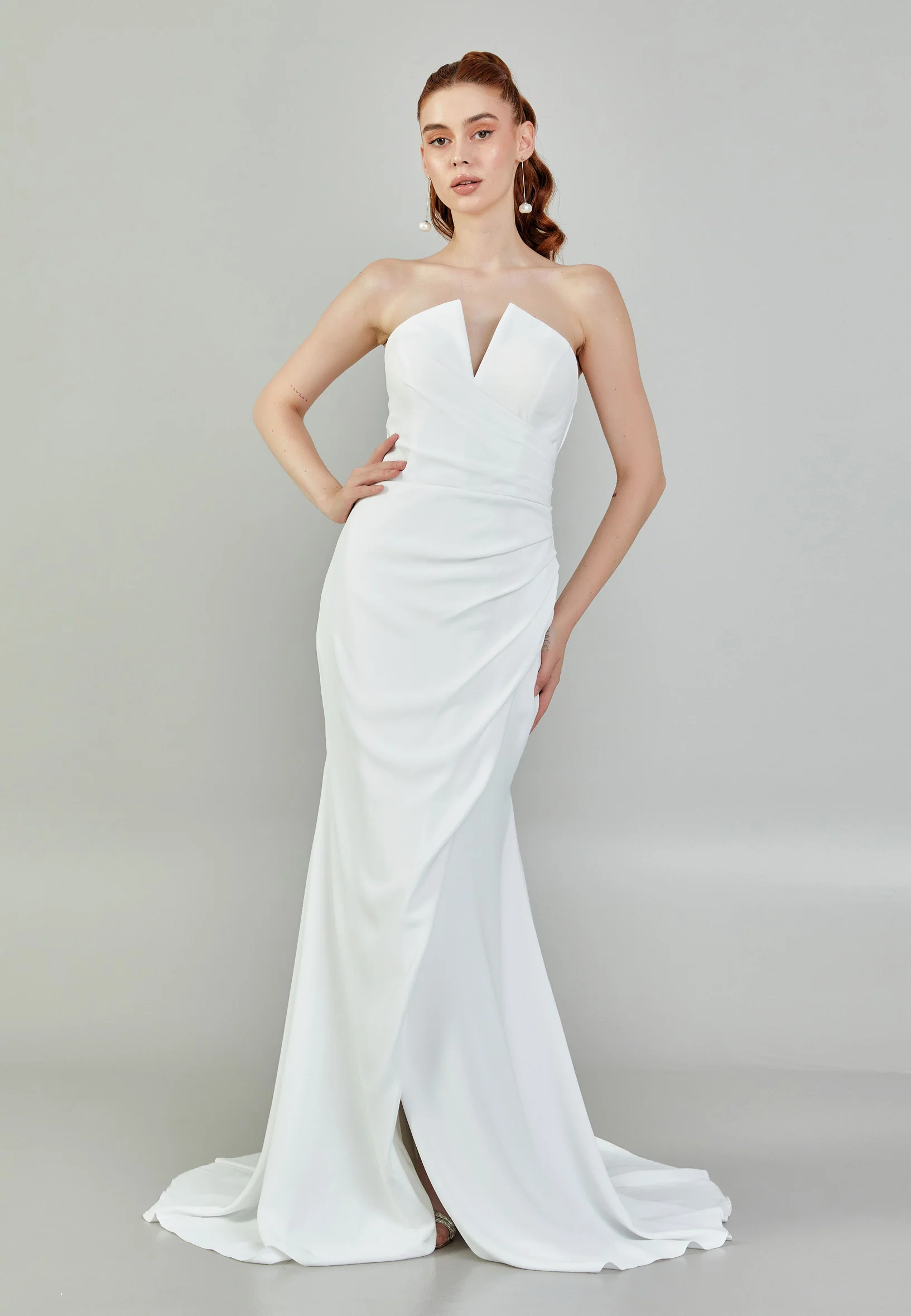 Strapless Maxi Viscose Regular Wedding Dress sacd3040(1024)