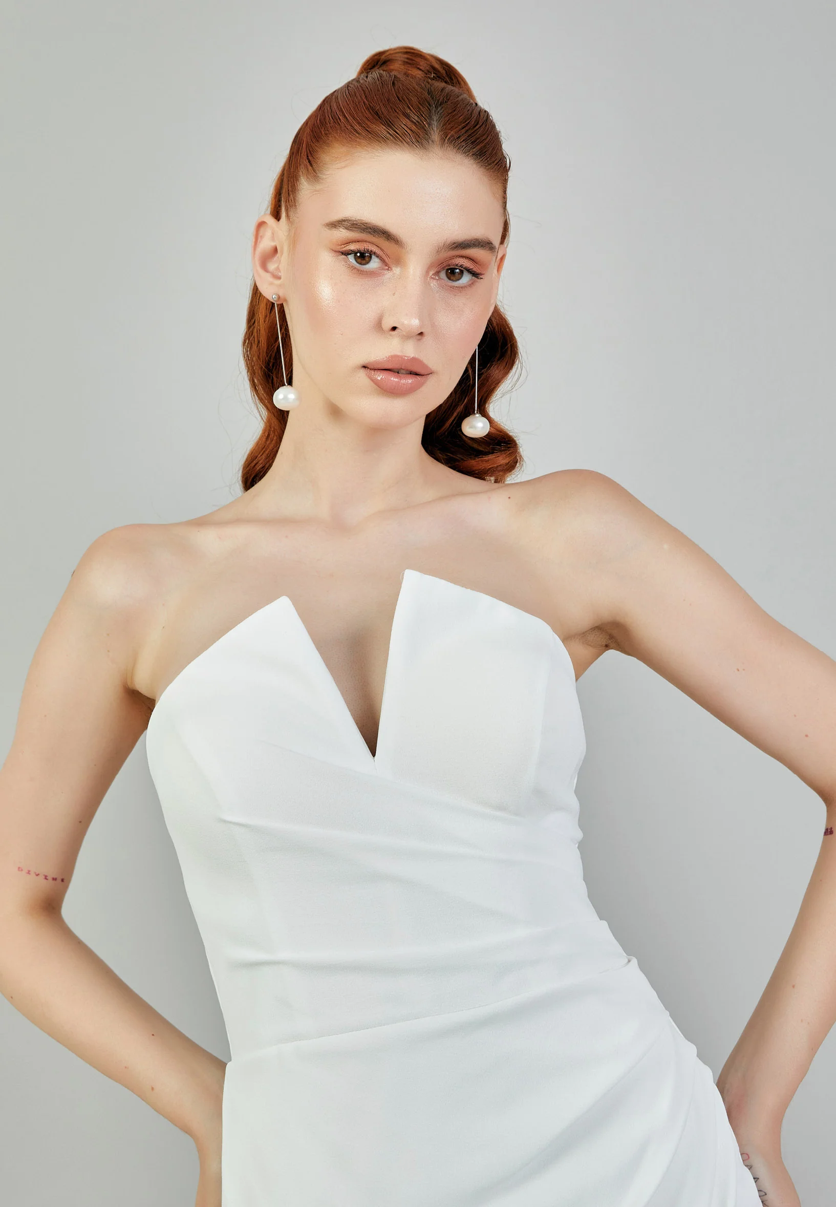 Strapless Maxi Viscose Regular Wedding Dress sacd3040(1024) - Image 3