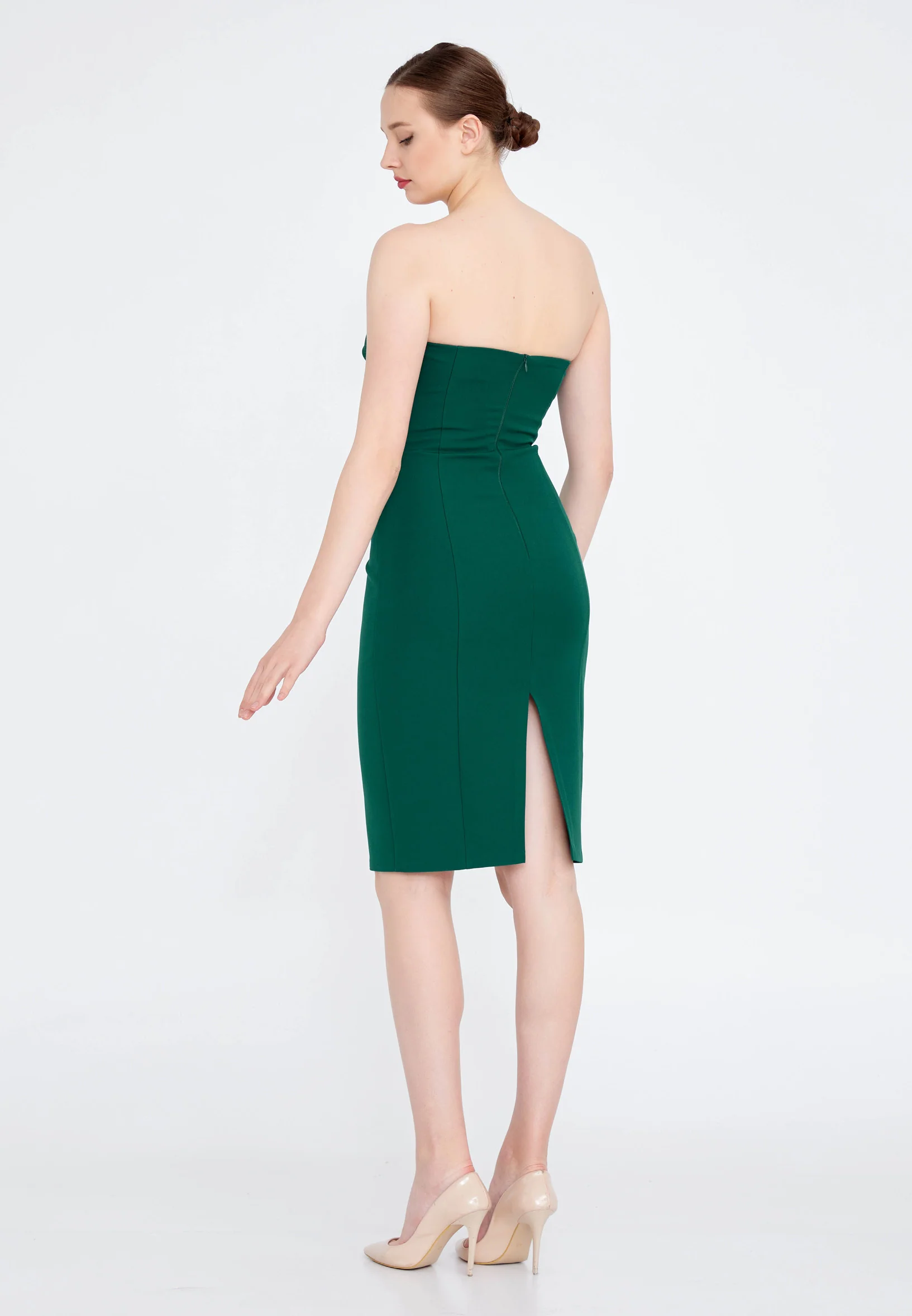 Strapless Midi Crepe Column Regular Cocktail Dress jnm20-065 - Image 10