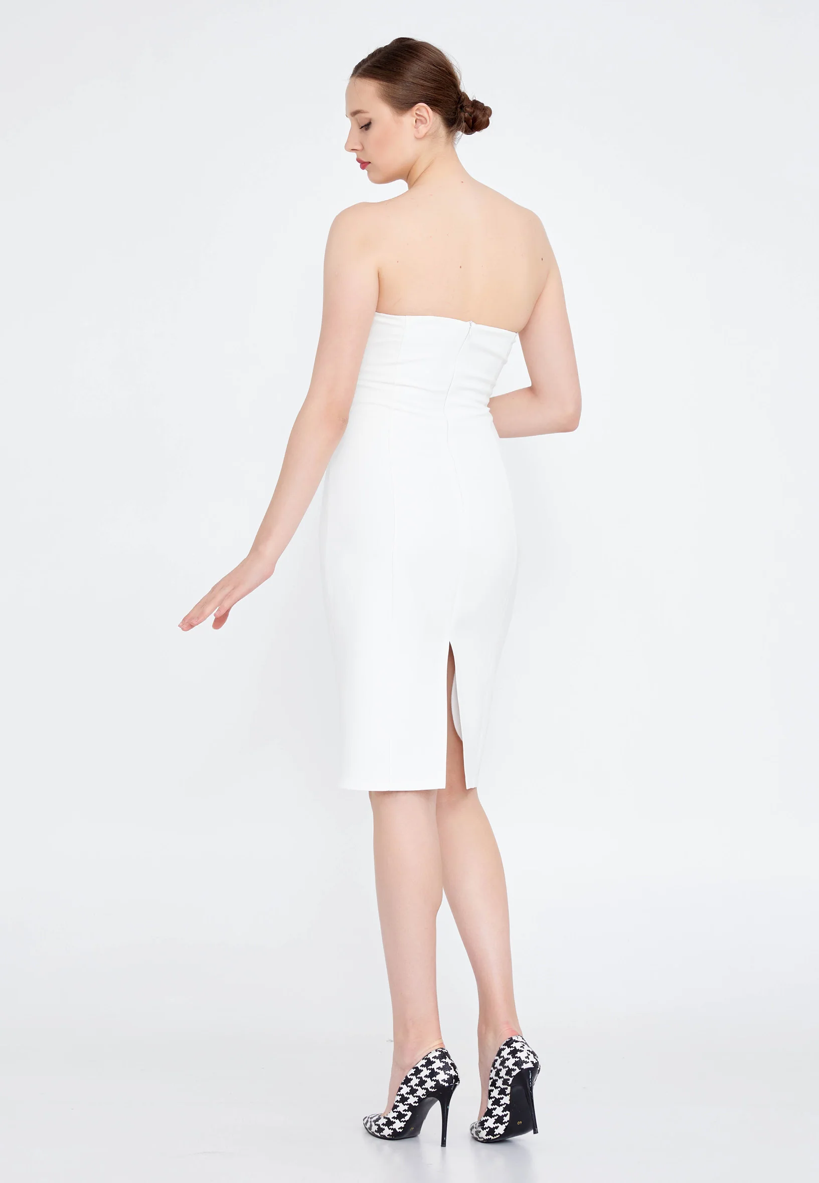 Strapless Midi Crepe Column Regular Cocktail Dress jnm20-065 - Image 14