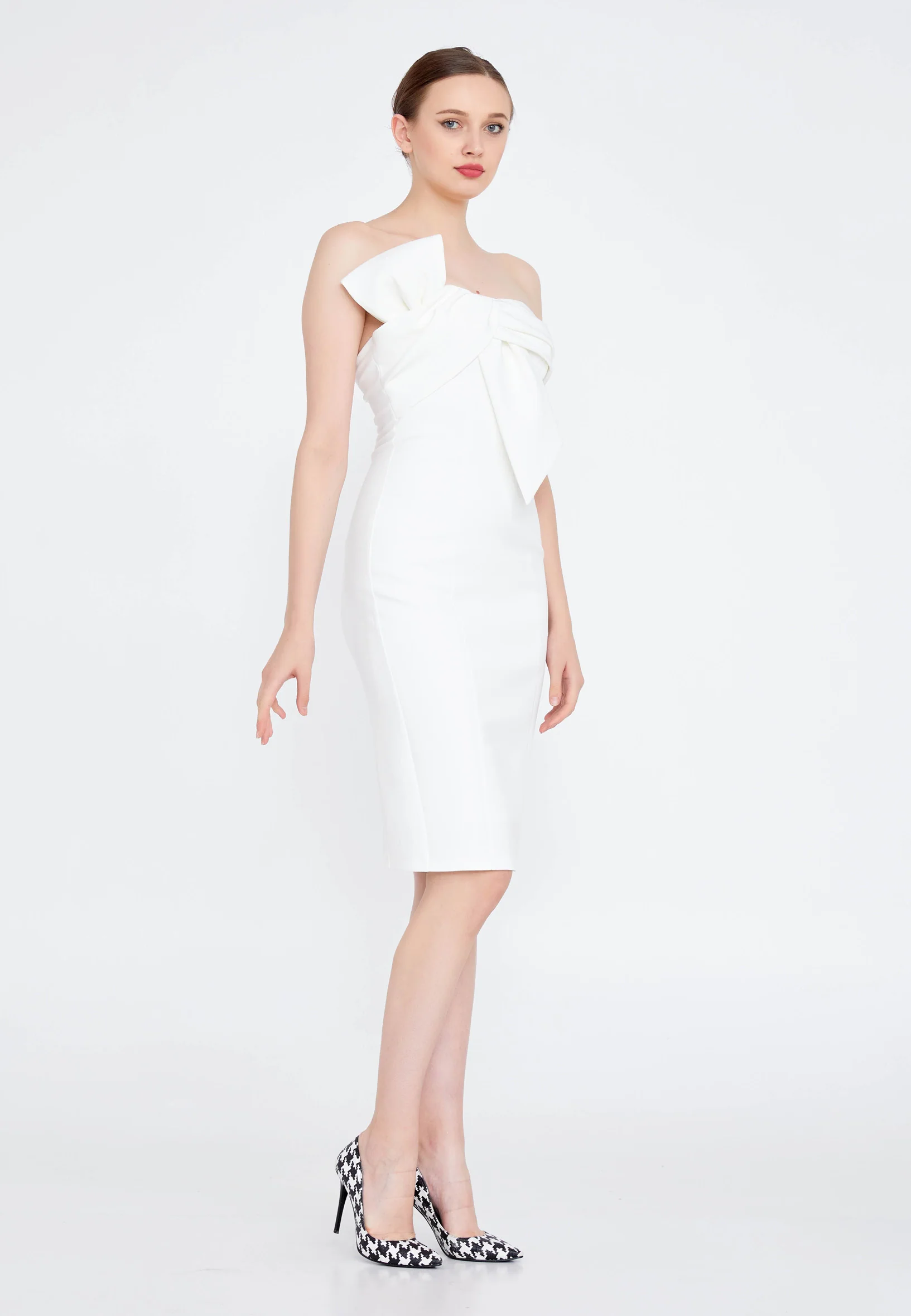 Strapless Midi Crepe Column Regular Cocktail Dress jnm20-065 - Image 15