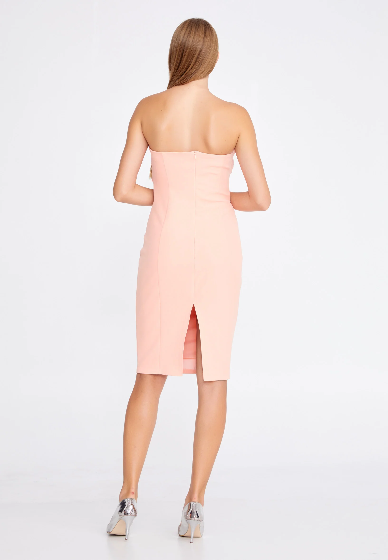 Strapless Midi Crepe Column Regular Cocktail Dress jnm20-065 - Image 26