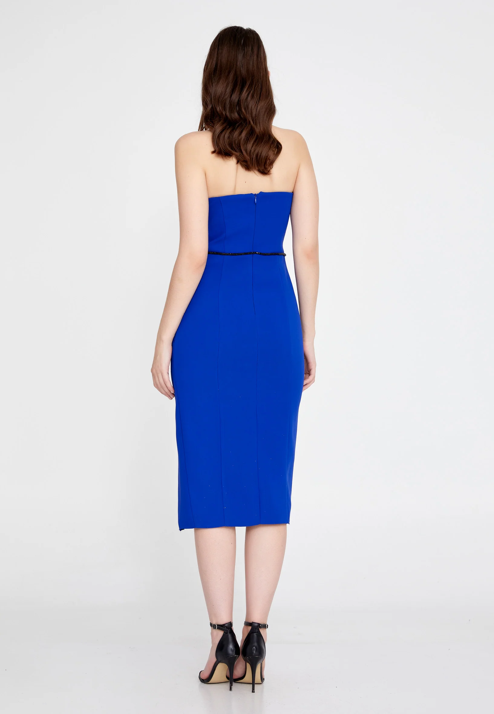 Strapless Midi Crepe Column Regular Evening Dress nzn1797 - Image 6