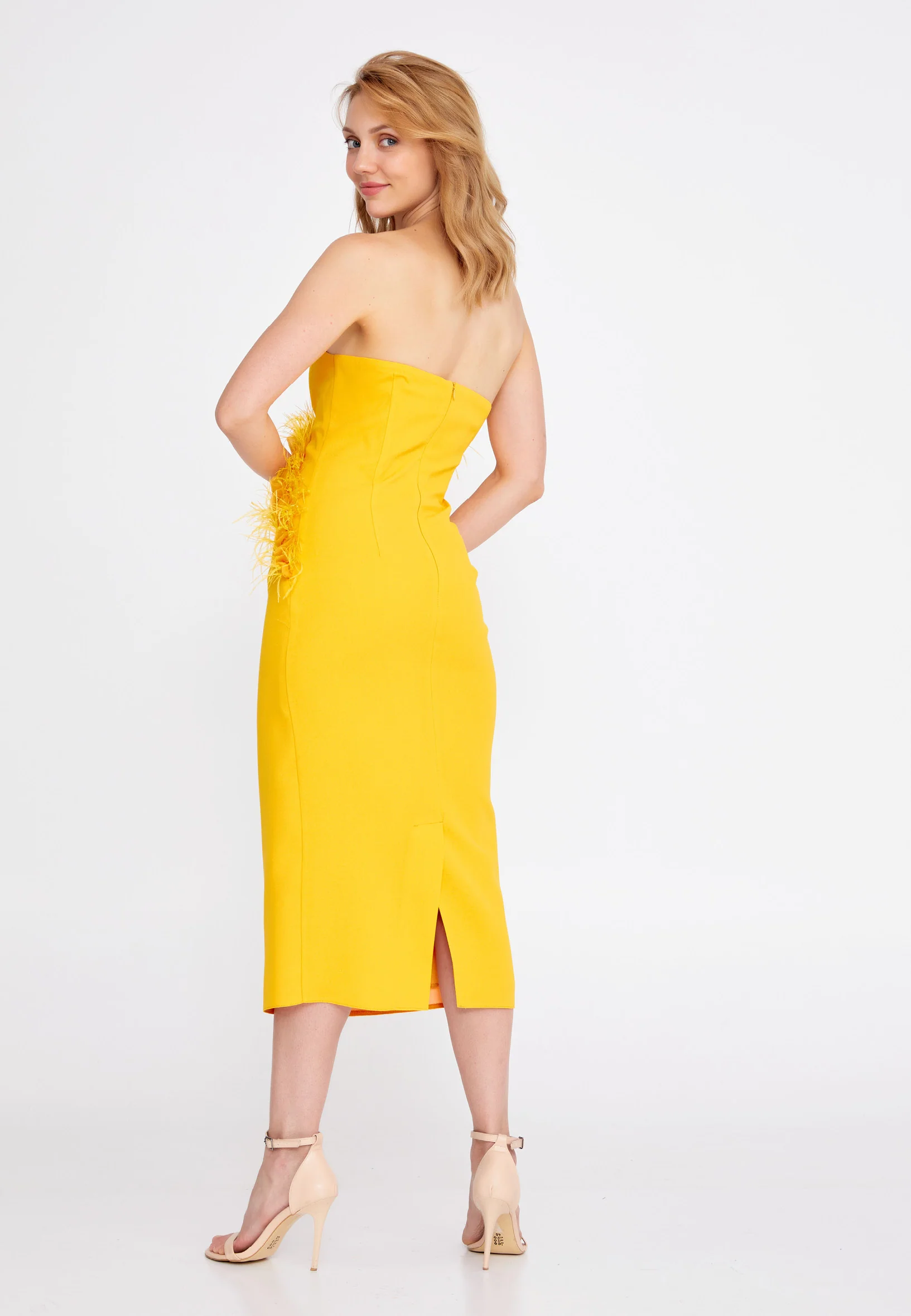 Strapless Midi Crepe Column Regular Evening Dress nzn1815 - Image 14