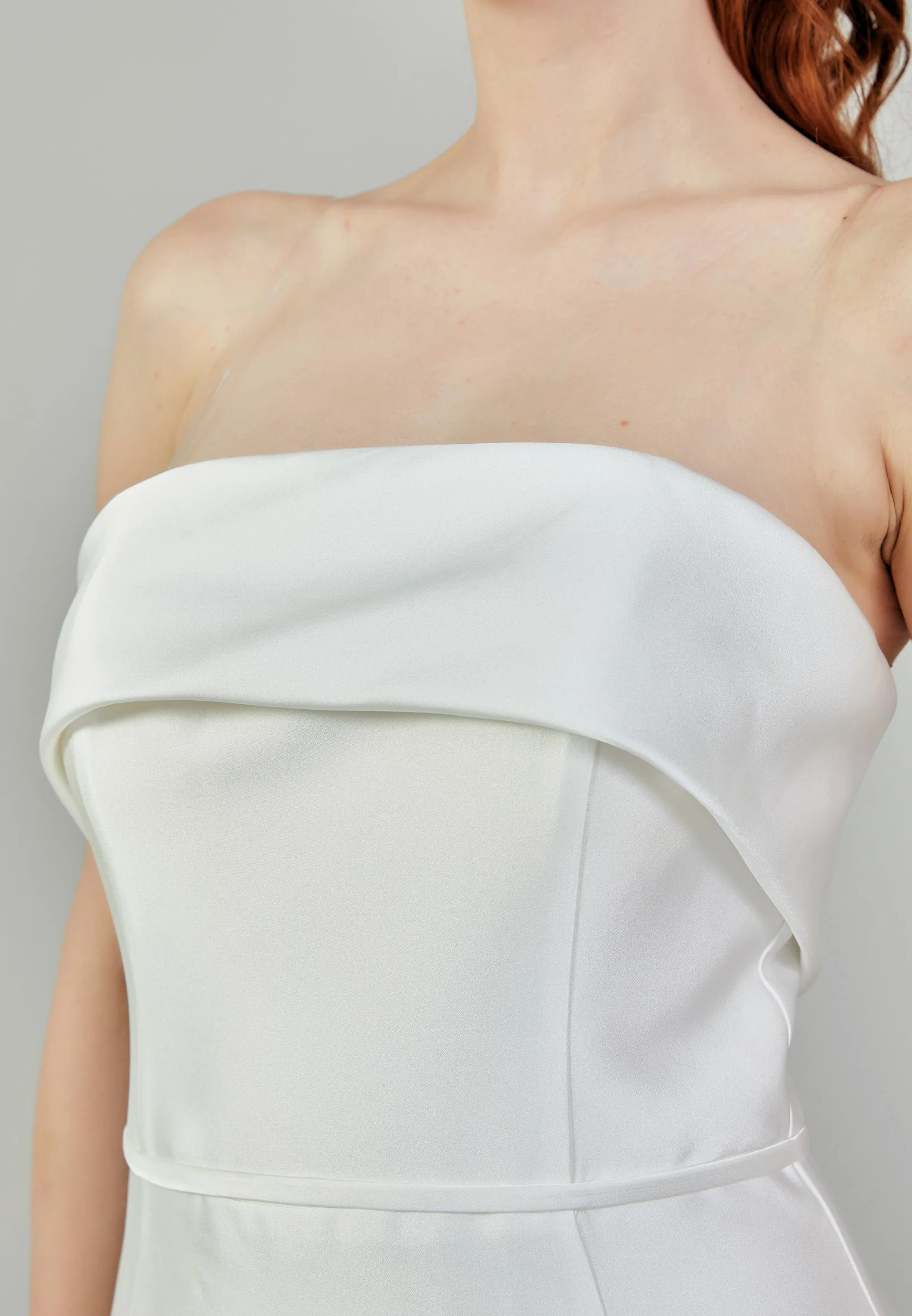 Strapless Midi Satin Regular Wedding Dress mxg56540 - Image 6