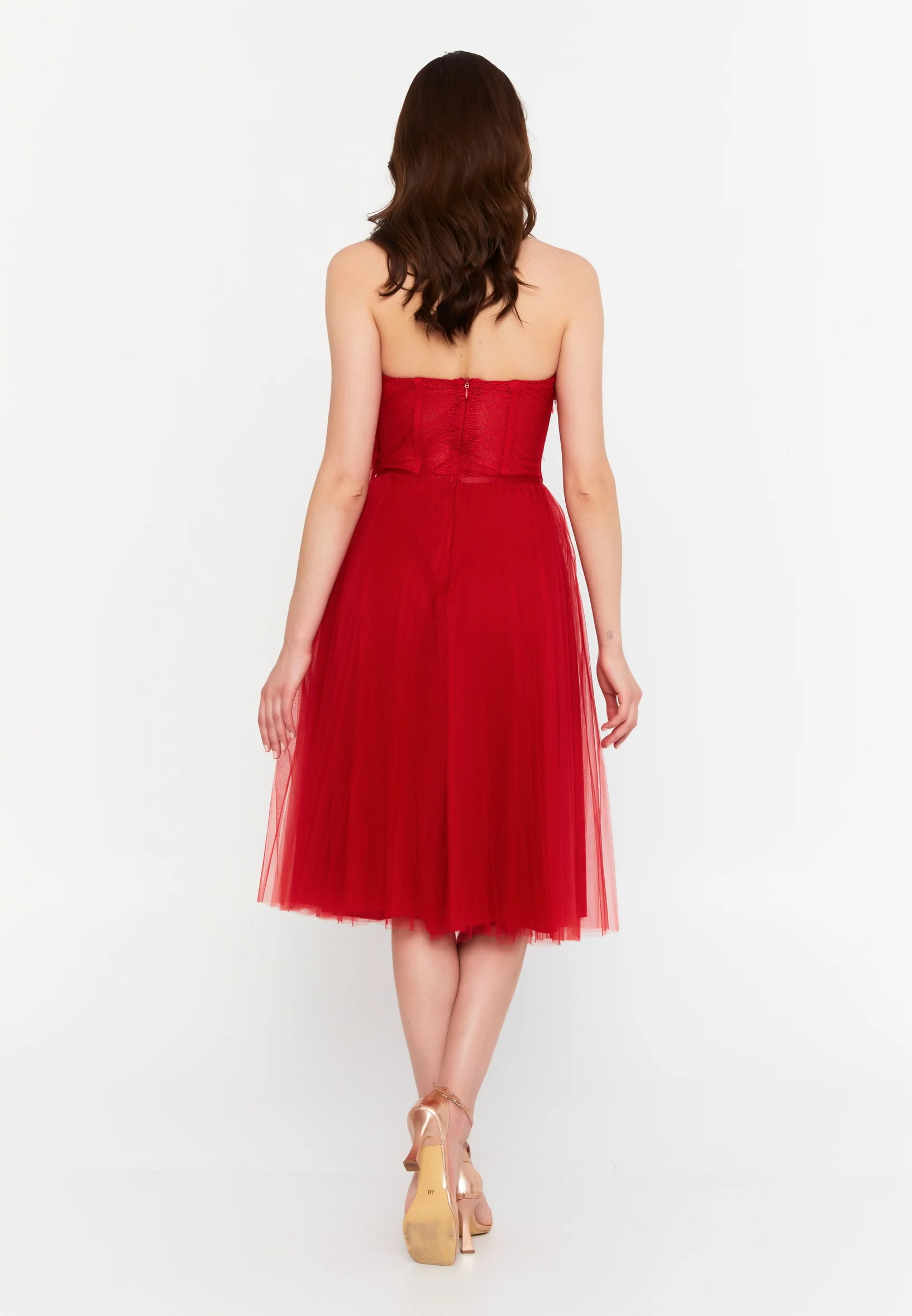Strapless Midi Tulle Column Regular Evening Dress prl107 - Image 2