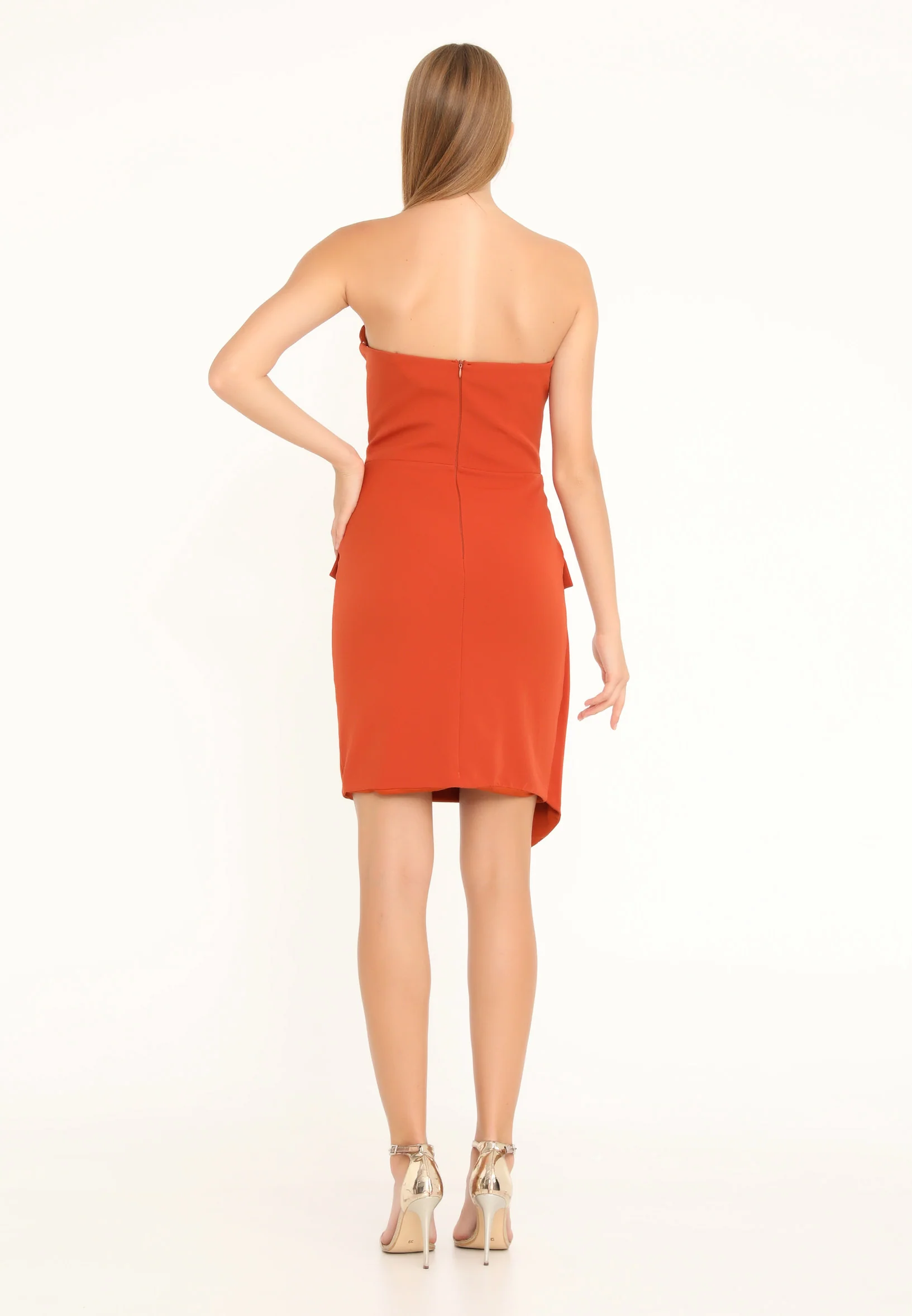 Strapless Mini Crepe Column Regular Cocktail Dress stn5049 - Image 14