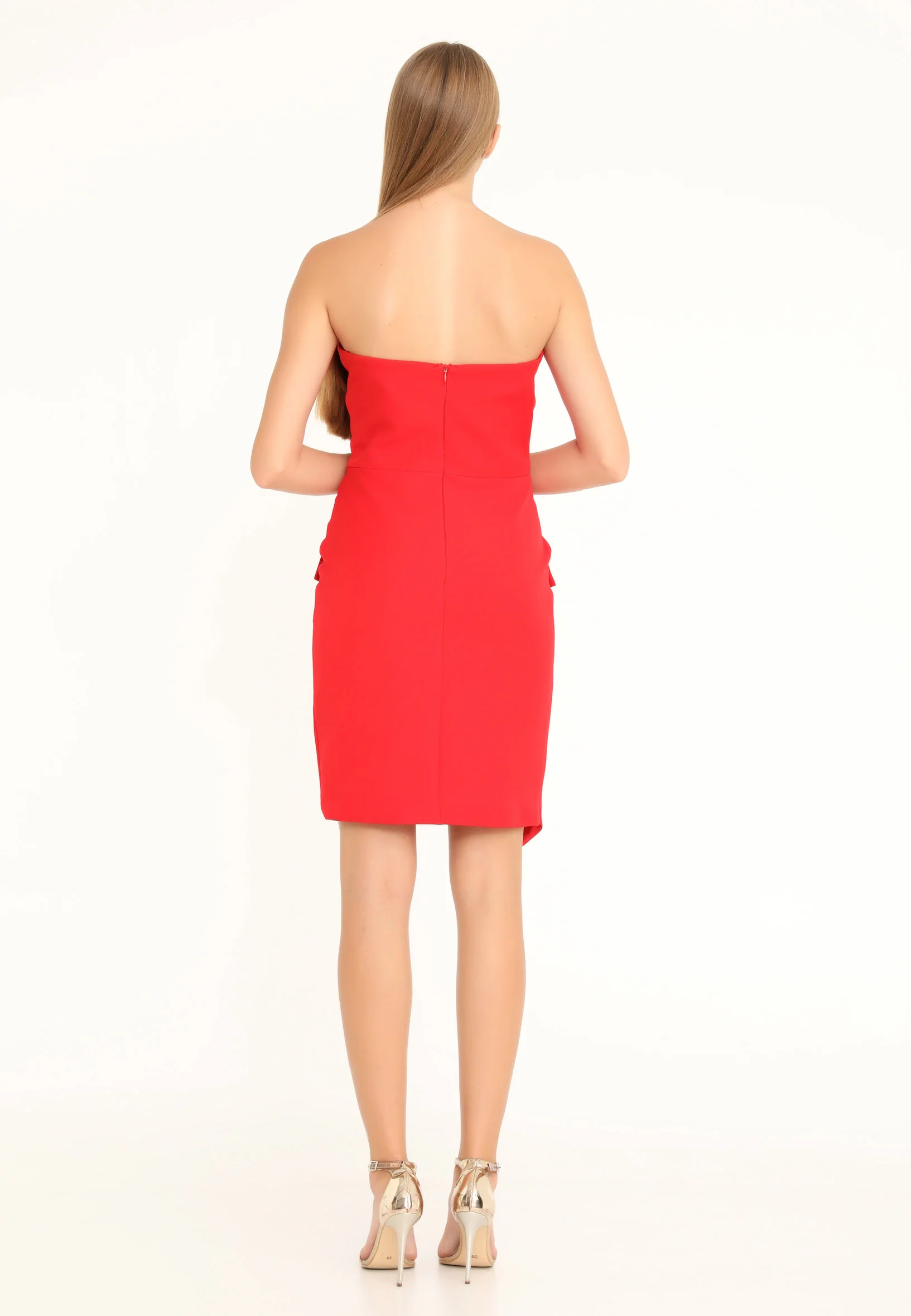 Strapless Mini Crepe Column Regular Cocktail Dress stn5049 - Image 26