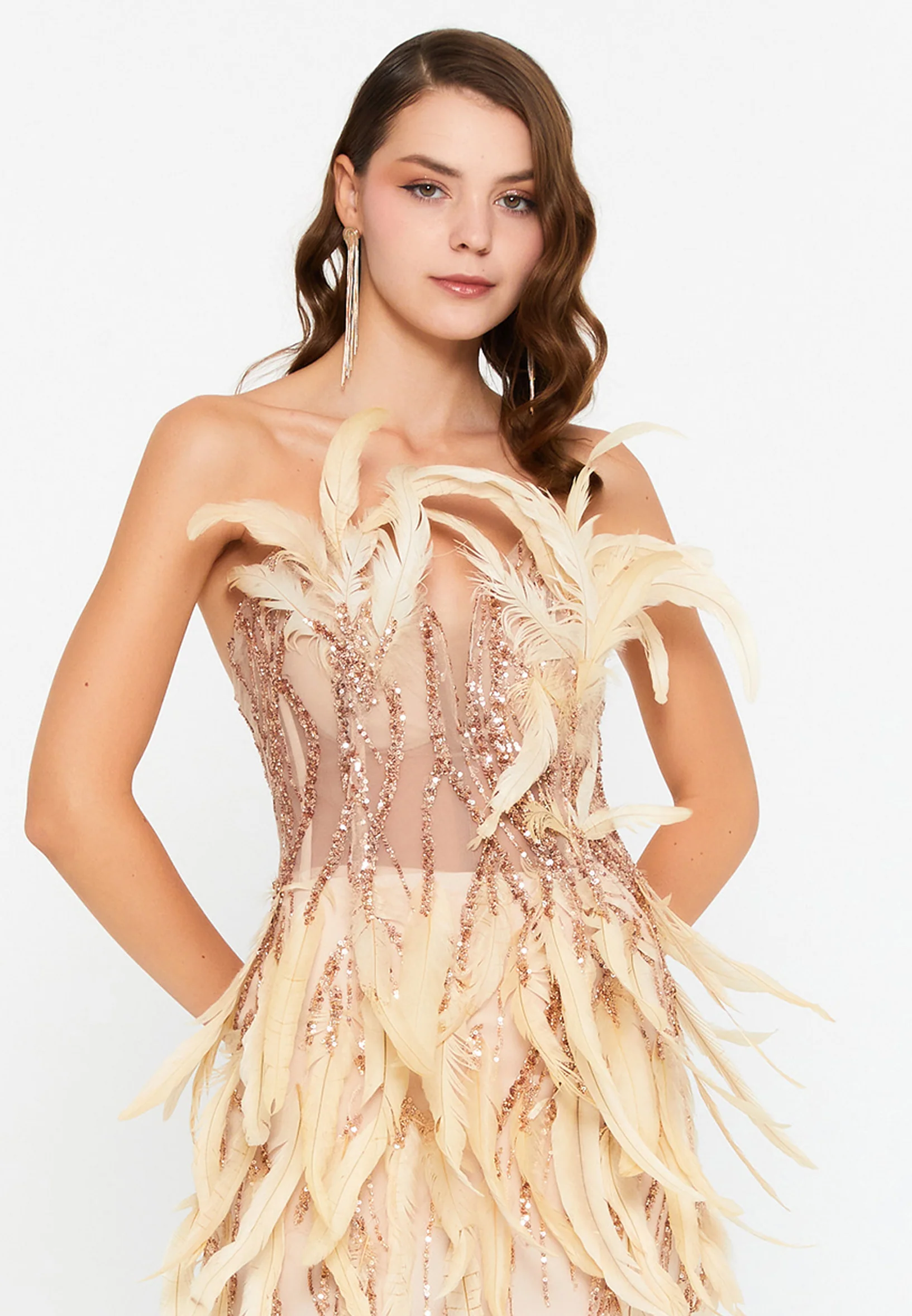 Strapless Mini Viscose Column Regular Cocktail Dress aln1833 - Image 8
