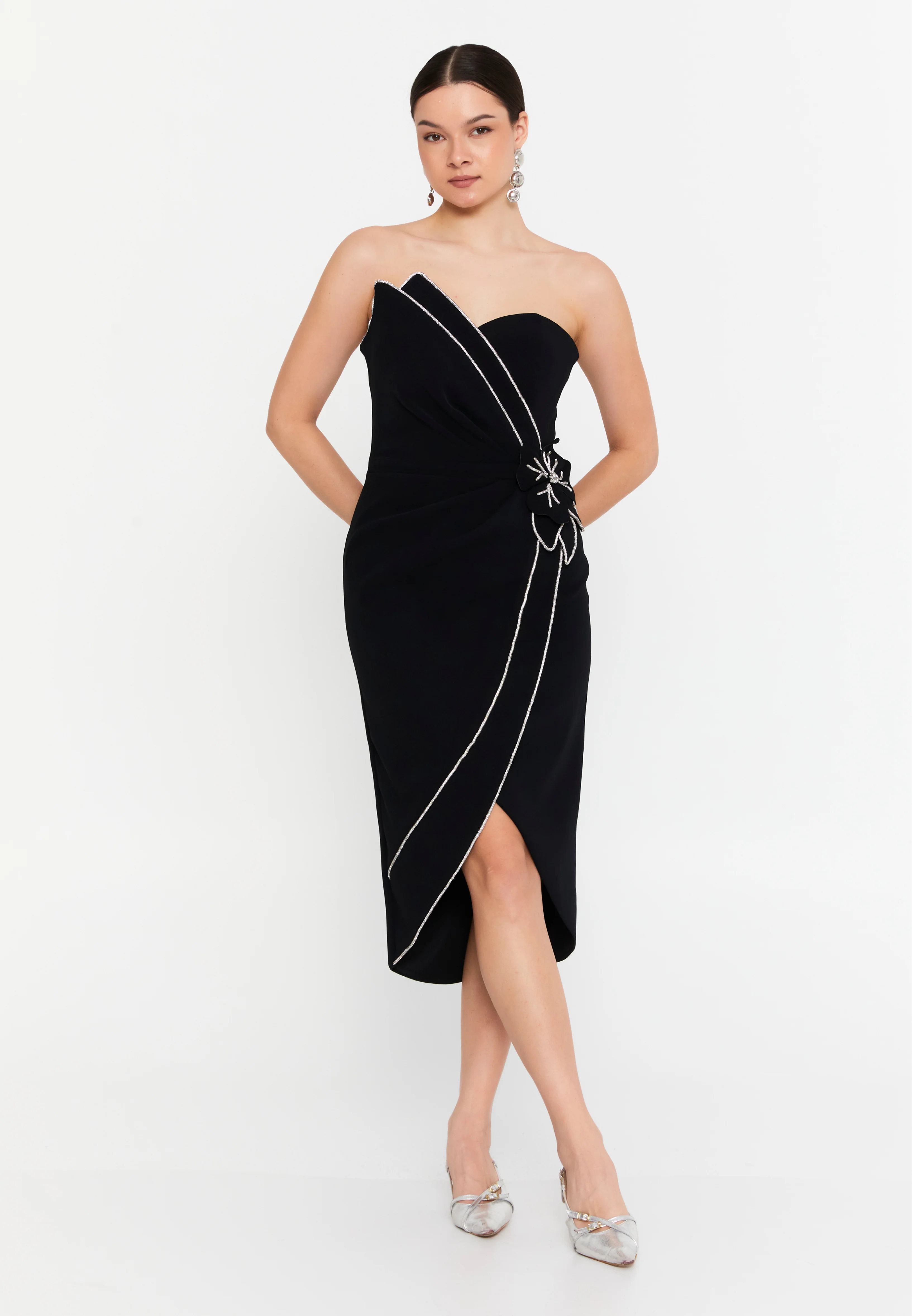 Strapless Mini Viscose Column Regular Evening Dress aln1811