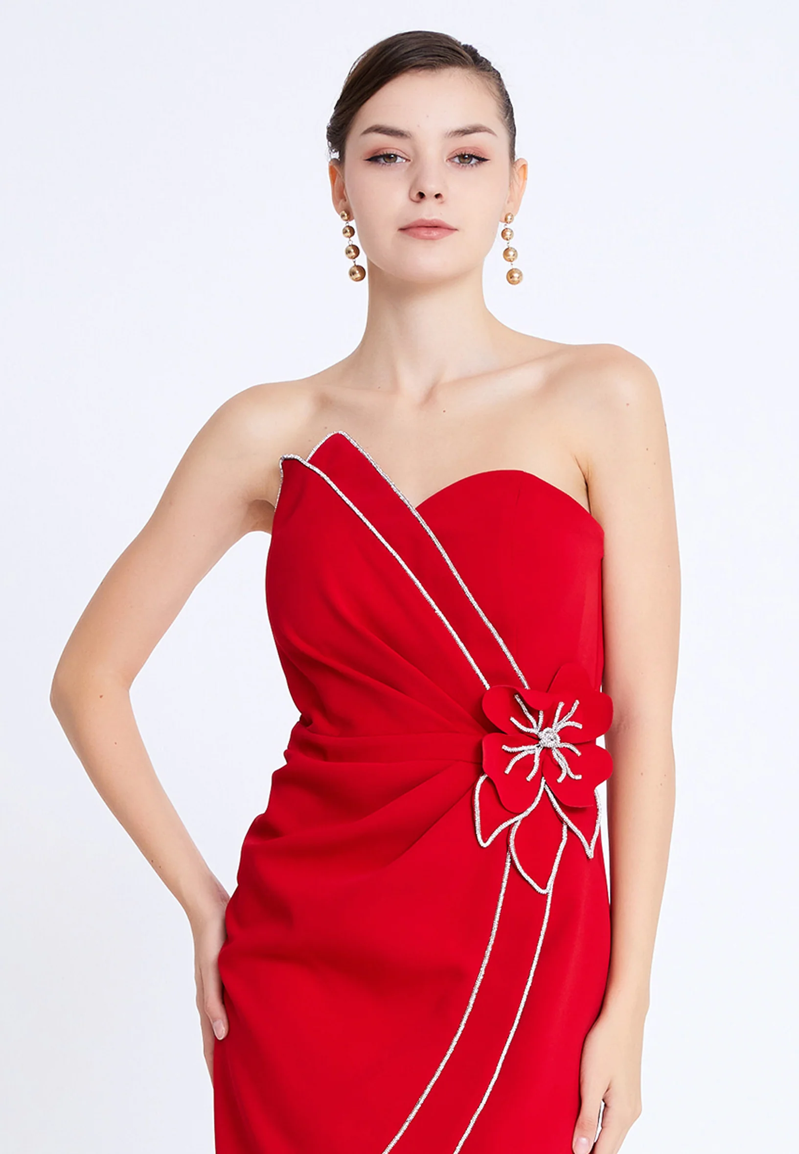 Strapless Mini Viscose Column Regular Evening Dress aln1811 - Image 16