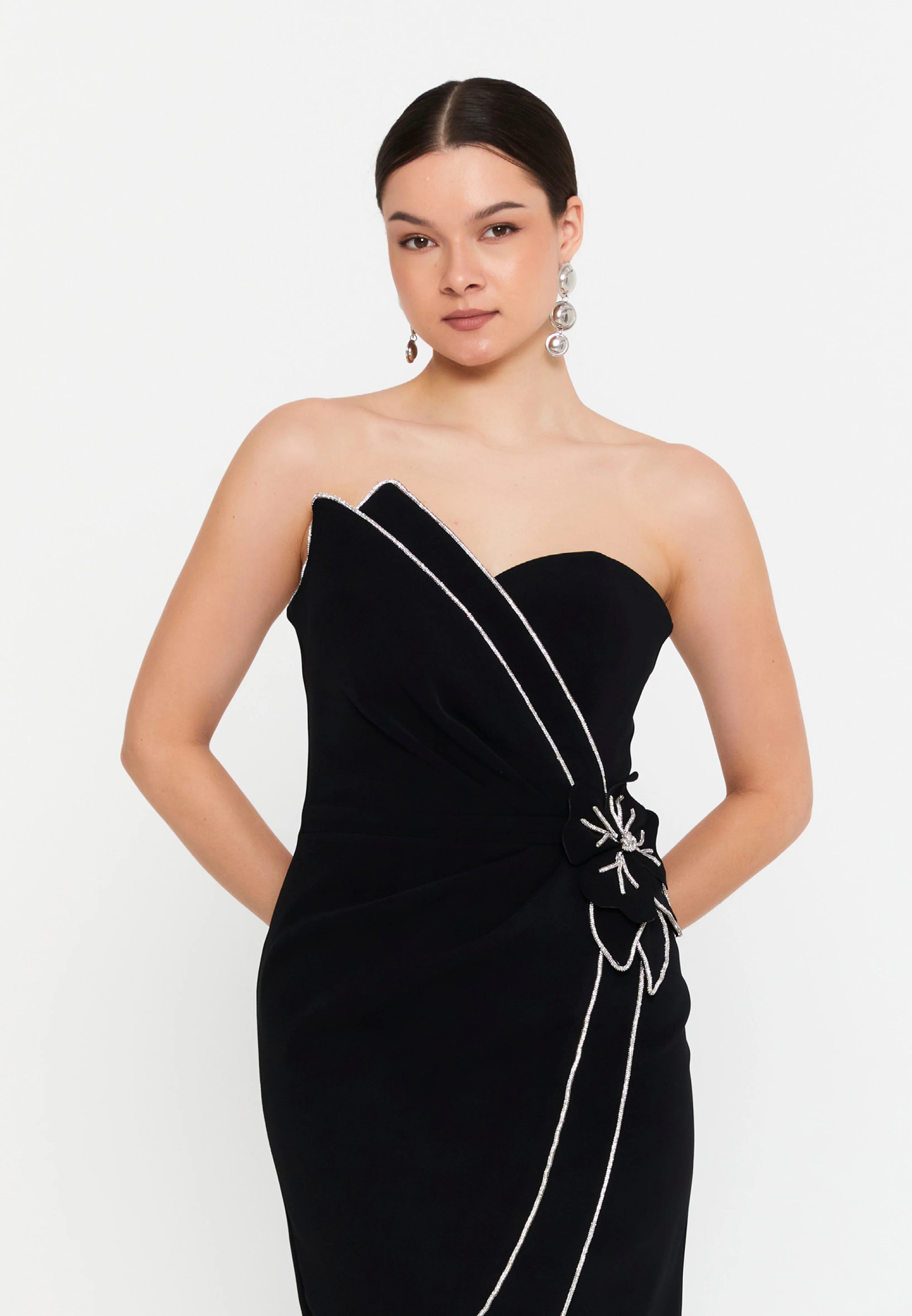 Strapless Mini Viscose Column Regular Evening Dress aln1811 - Image 4