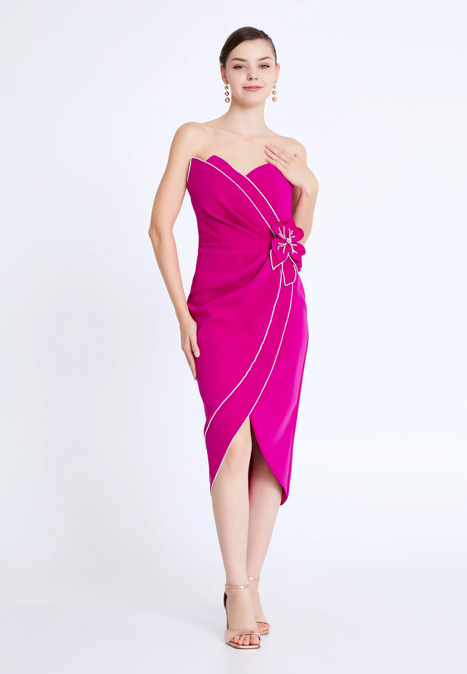 Strapless Mini Viscose Column Regular Evening Dress aln1811 - Image 5