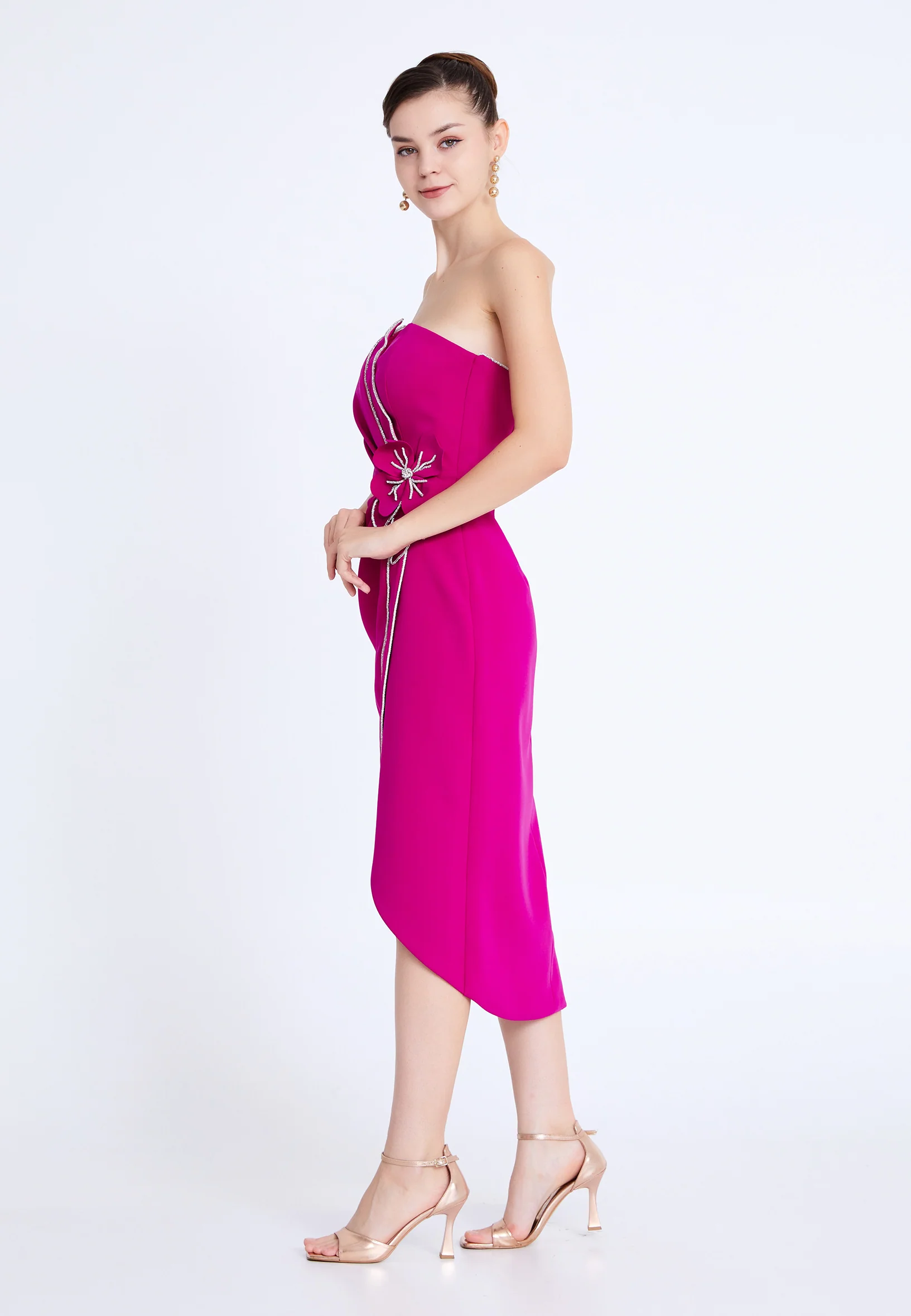 Strapless Mini Viscose Column Regular Evening Dress aln1811 - Image 7