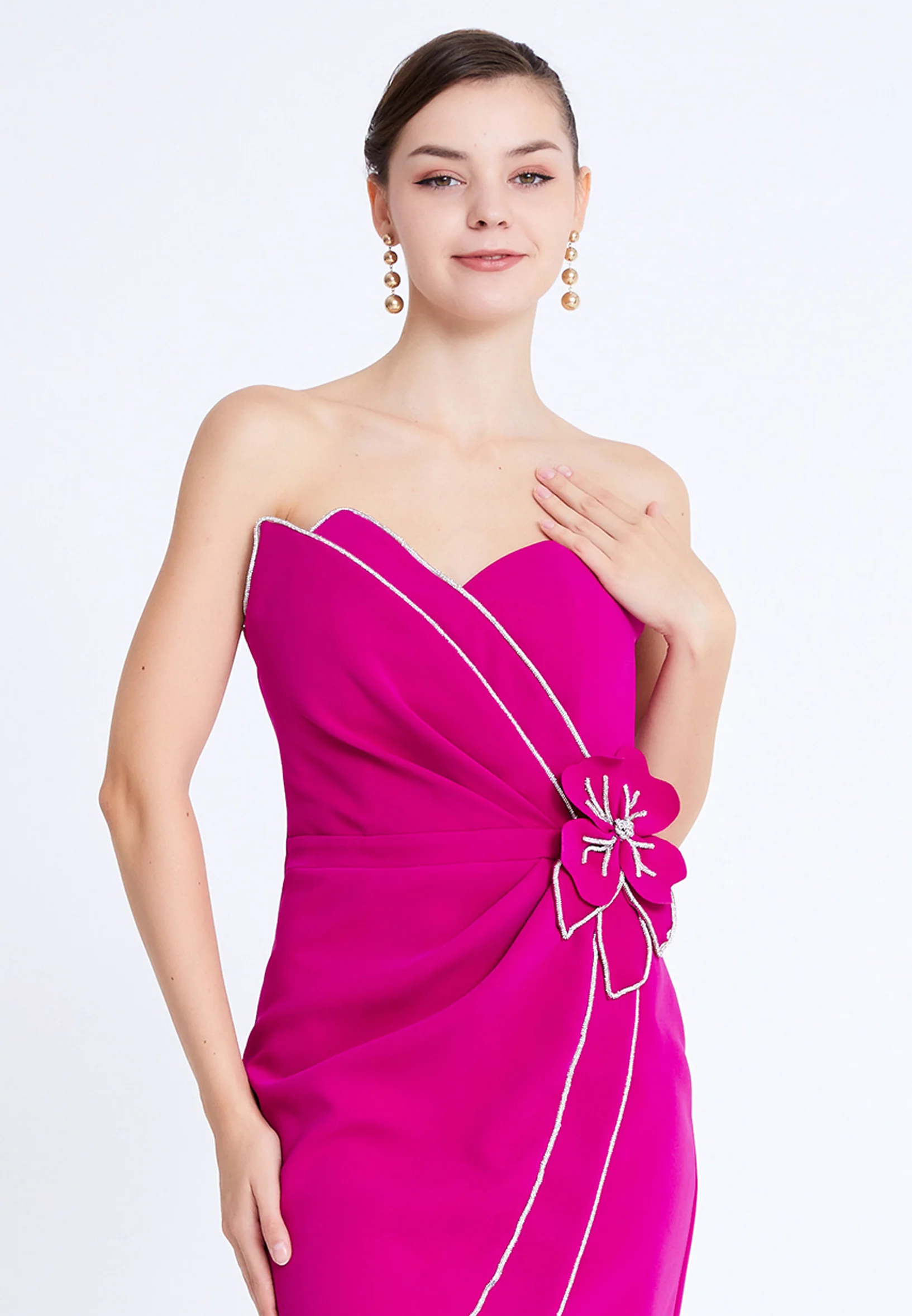 Strapless Mini Viscose Column Regular Evening Dress aln1811 - Image 8