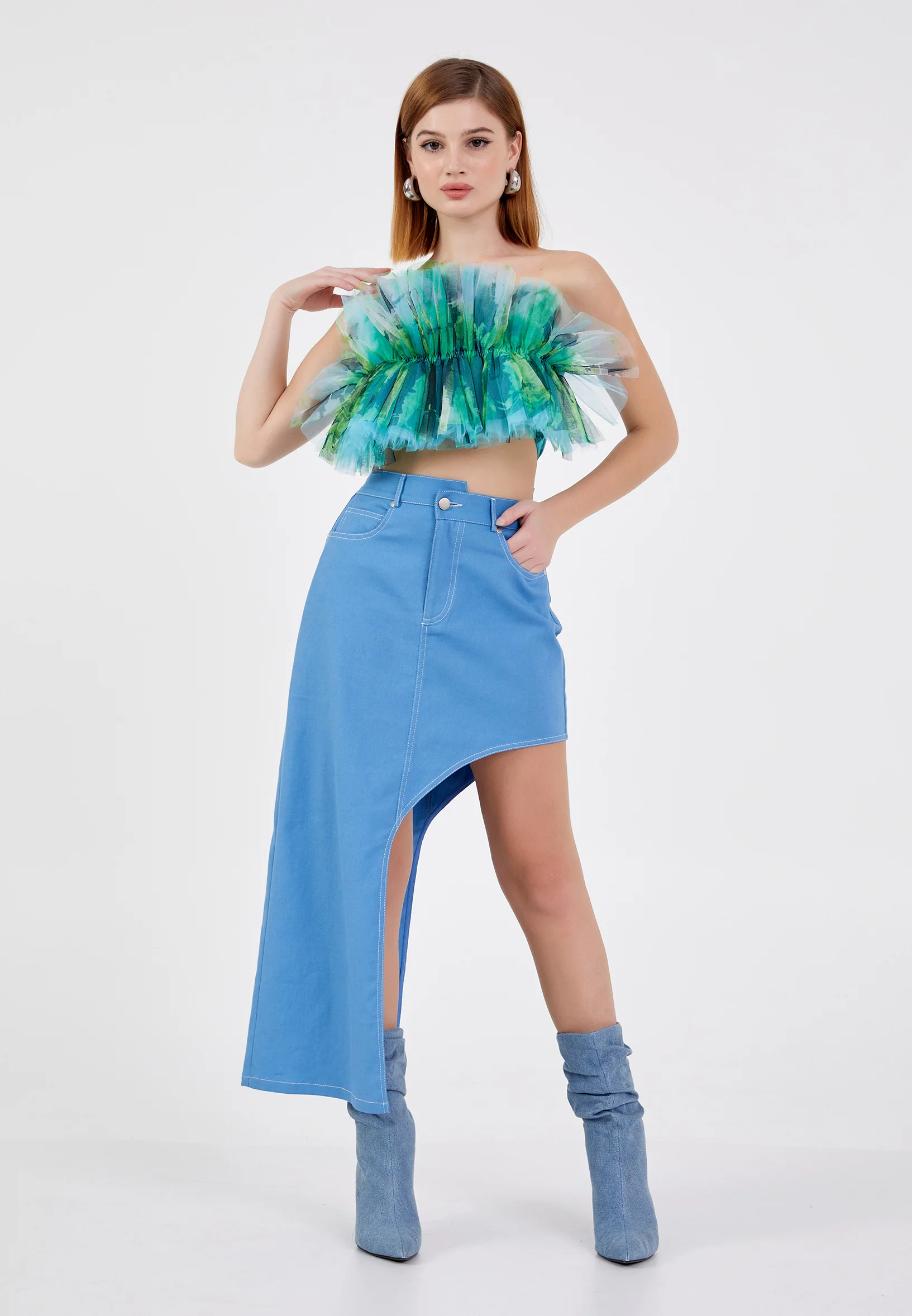Strapless Patterned Regular Blouse ber23y4113 - Image 2