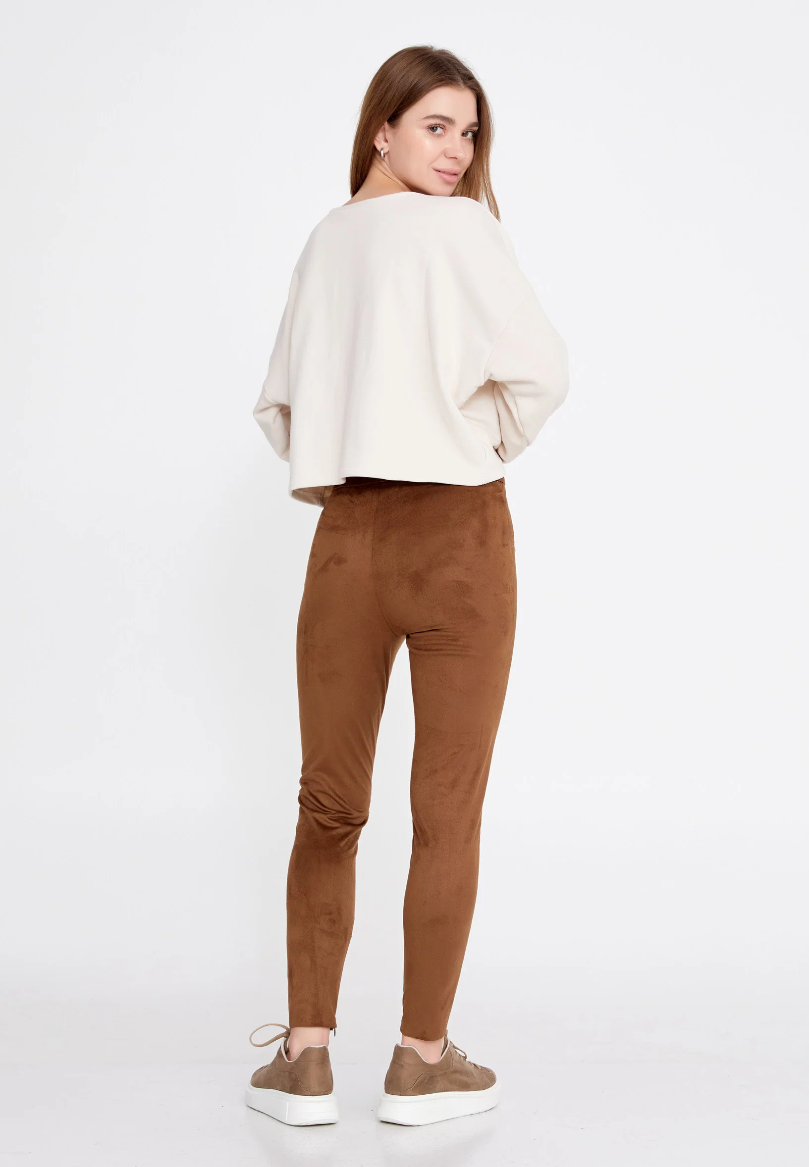 Suede Leather Solid Color Regular Leggings llc22k7704 - Image 3