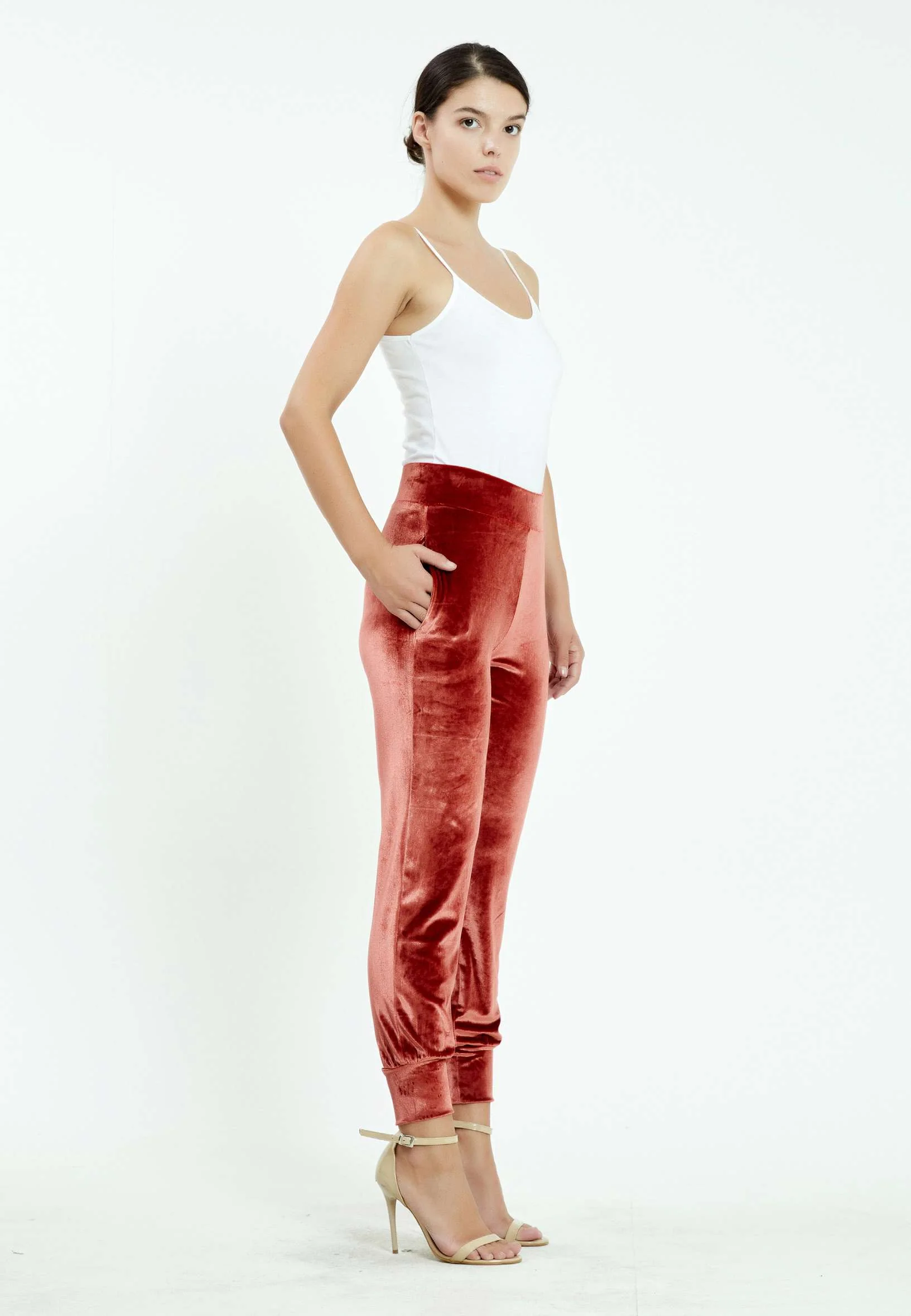 Velvet Solid Color Regular Leggings ser26783 - Image 19