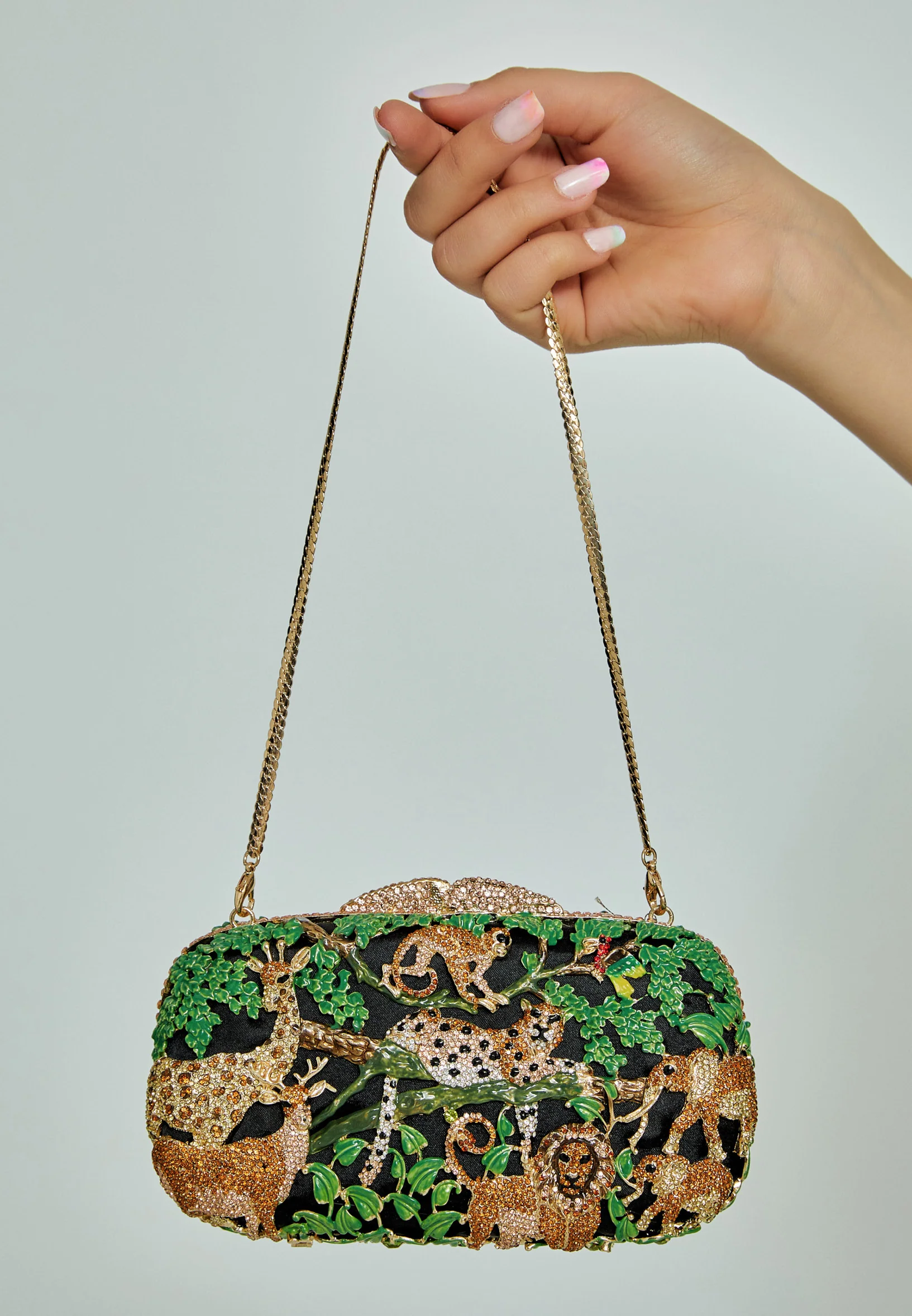 Women's Clutch Animal Print Crystal Stone Handbag abaexc001 - Image 8