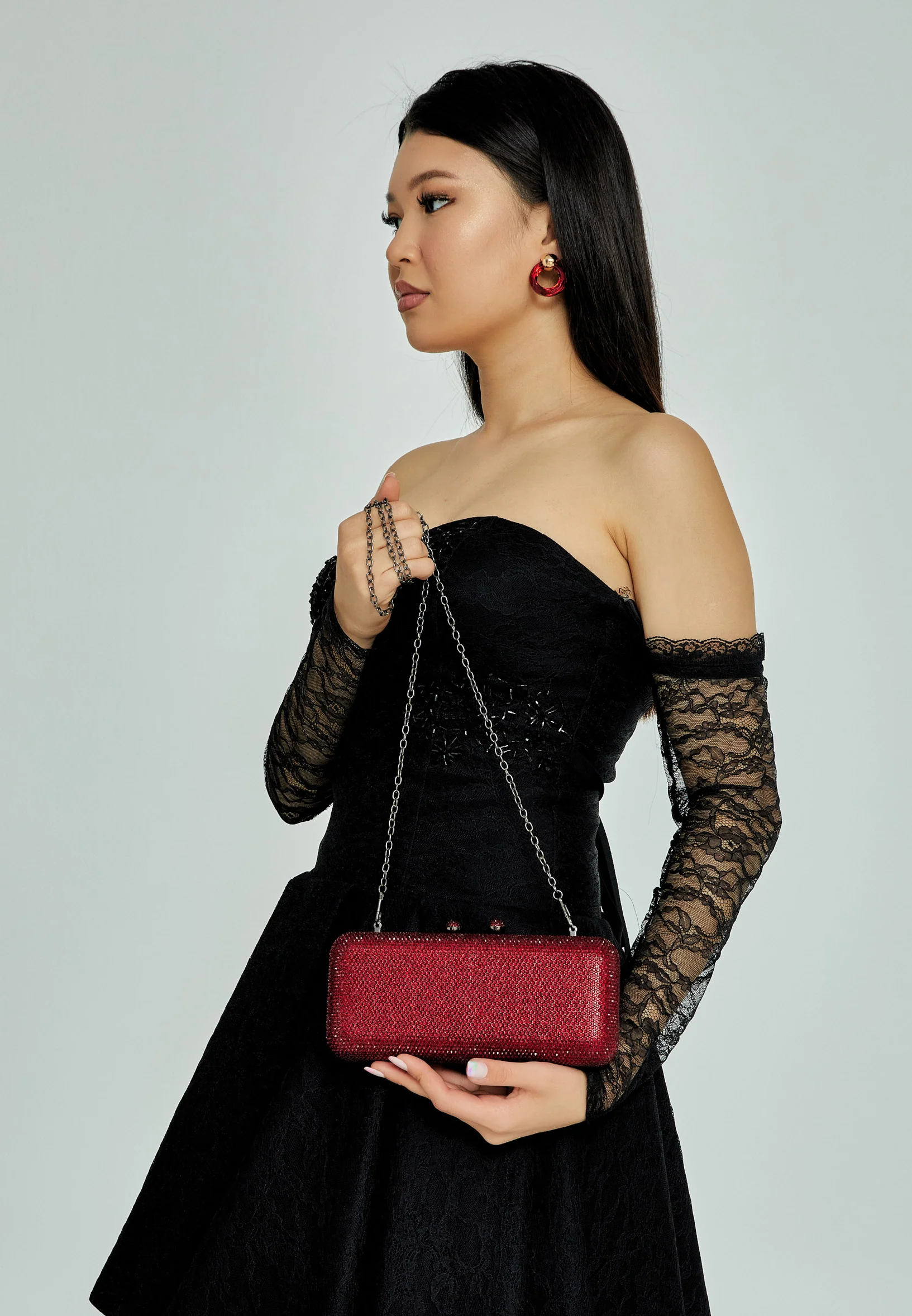 Women's Clutch Solid Color Crystal Stone Handbag abac001 - Image 18