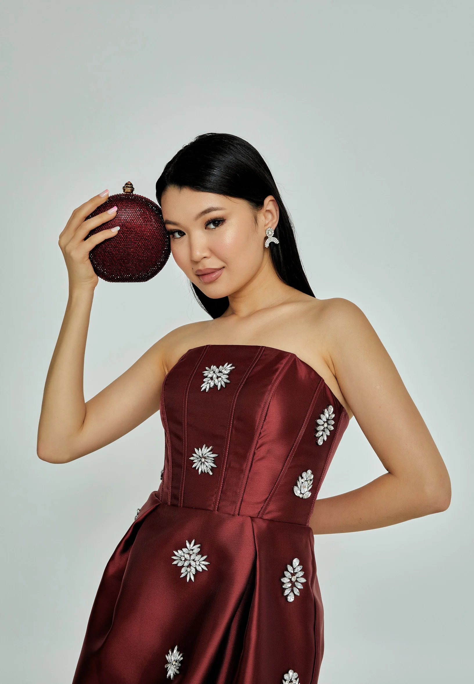 Women's Clutch Solid Color Crystal Stone Handbag abac002 - Image 17