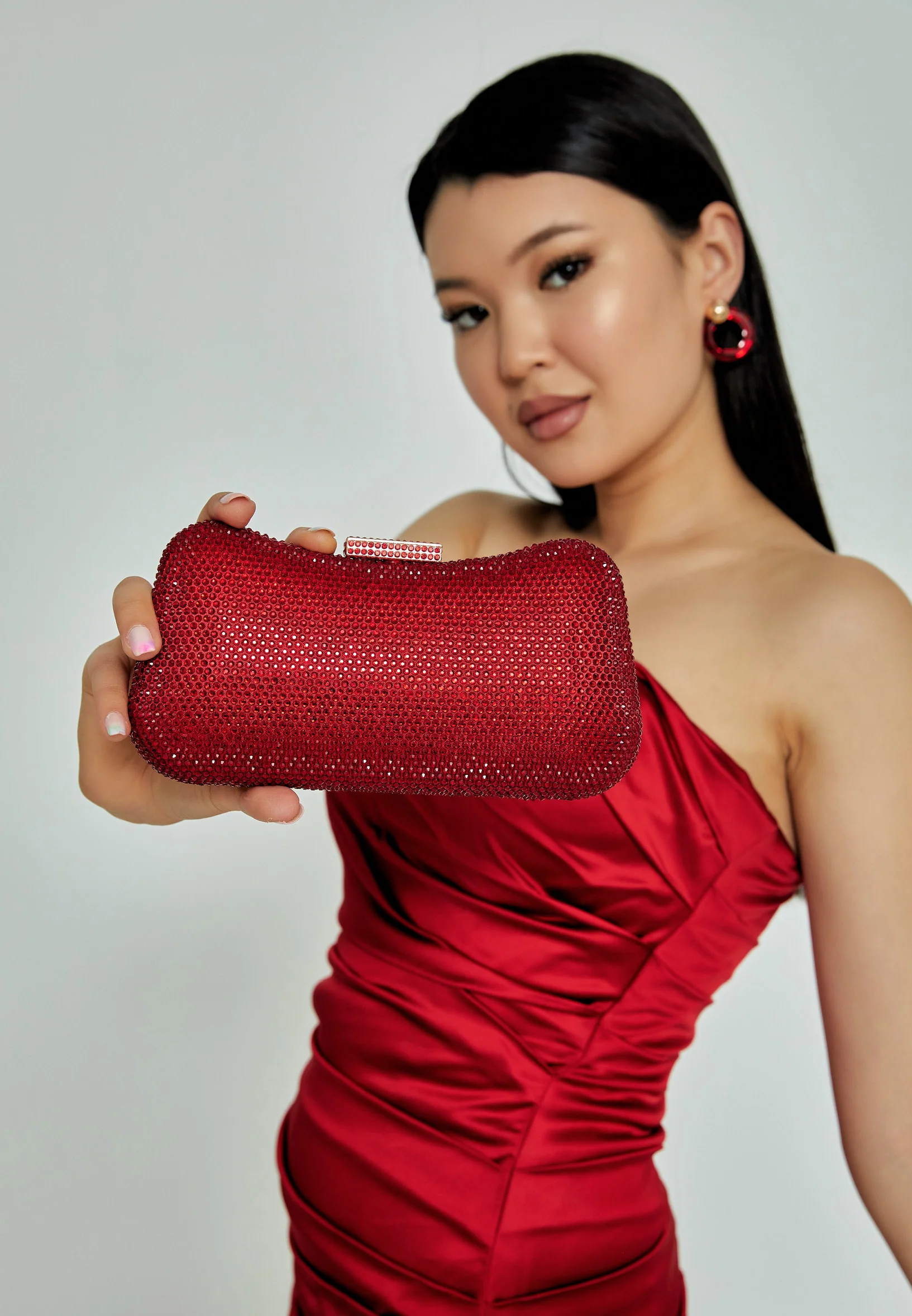 Women's Clutch Solid Color Crystal Stone Handbag abac003 - Image 18